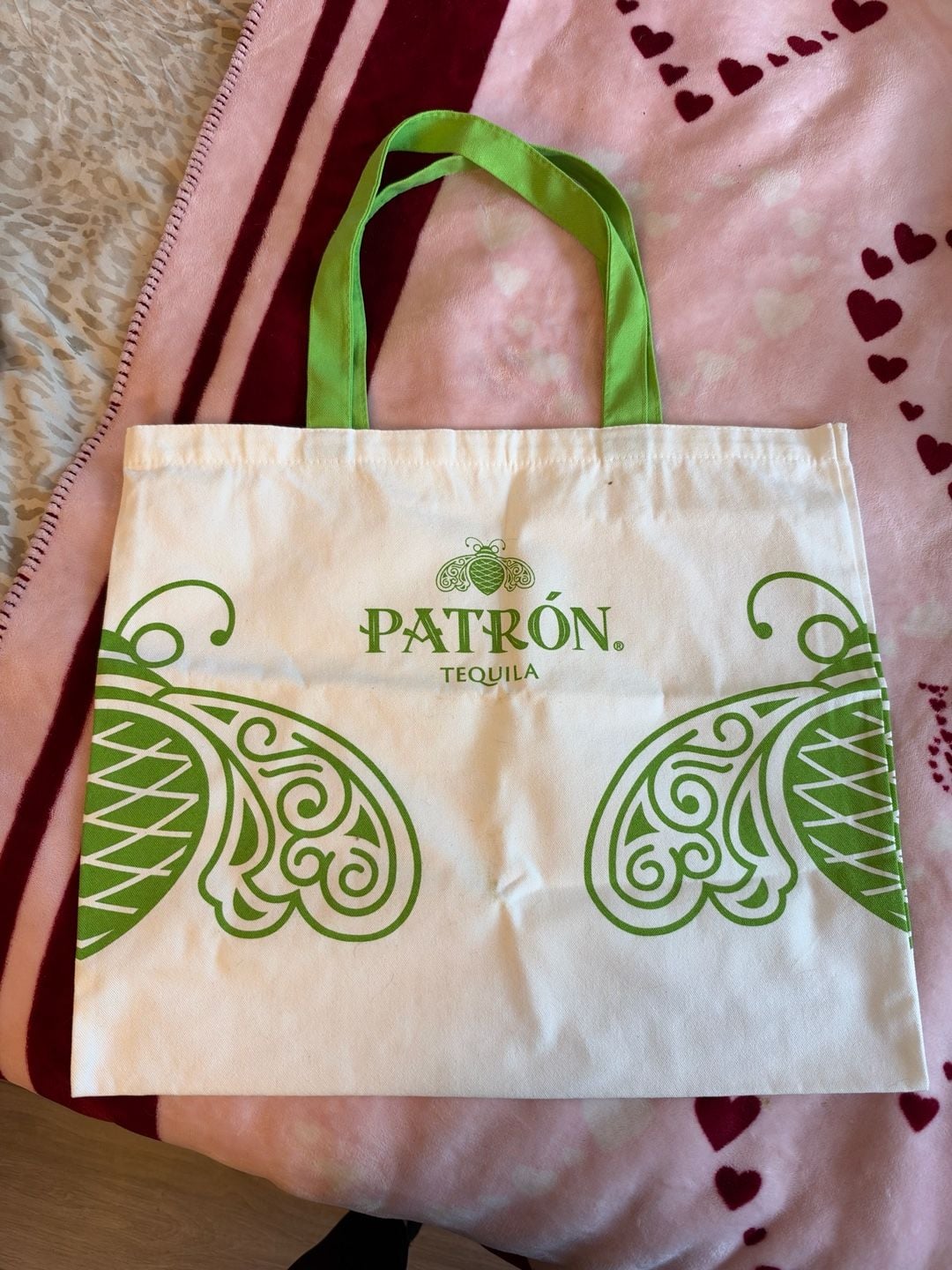 Patron Tequila Canvas Tote Bag Green White Promotional 2