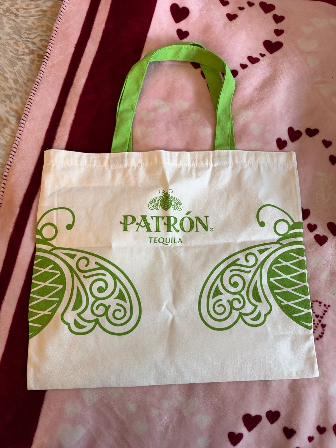 Patron Tequila Canvas Tote Bag Green White Promotional 3