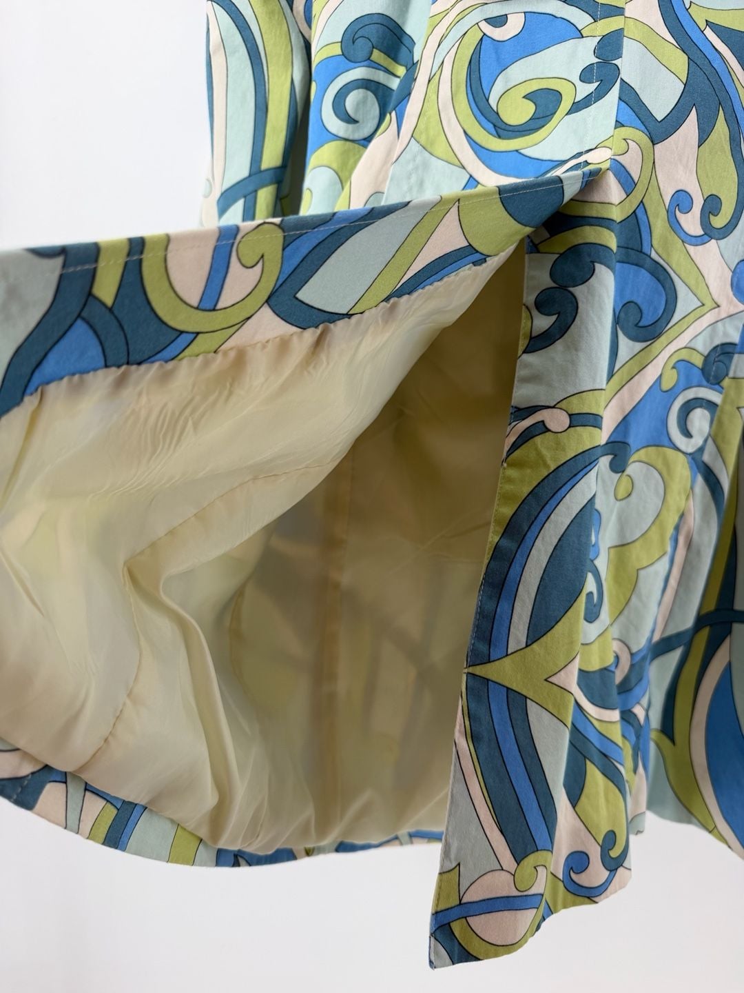 Nine West S/P Mod Swirl Print Trench Coat Blue Green Y2K Pucci Style 7