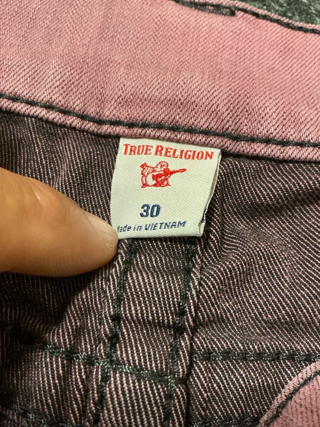 True Religion Geno Relaxed Slim Moto Jeans Womens Size 30 Pink Distressed 4