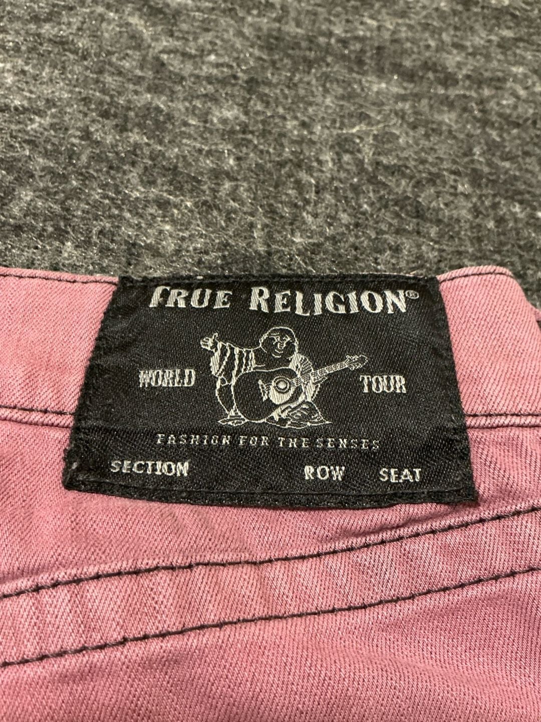 True Religion Geno Relaxed Slim Moto Jeans Womens Size 30 Pink Distressed 10