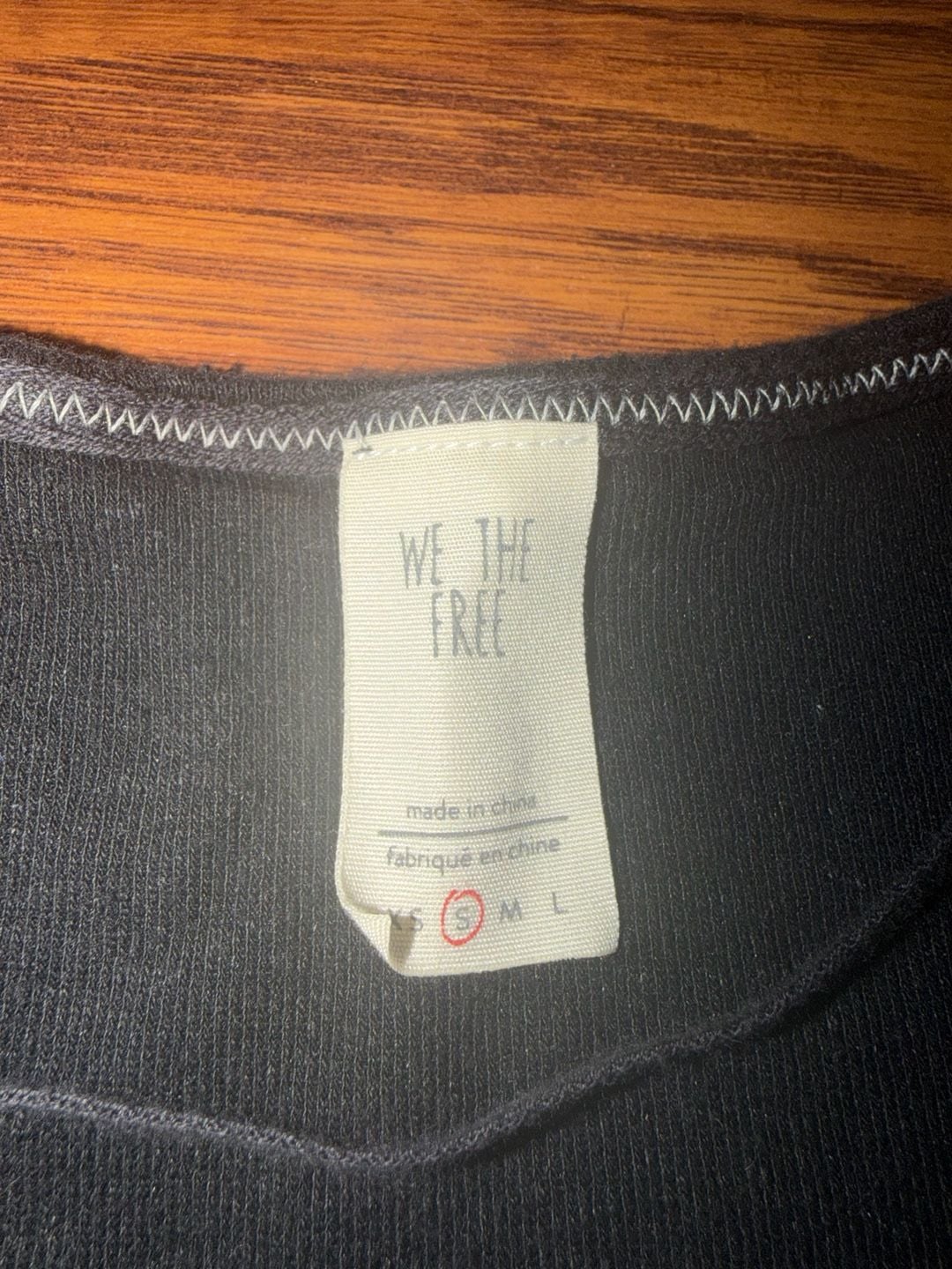 We The Free Henley Top Size S Black Contrasting Sleeves 6