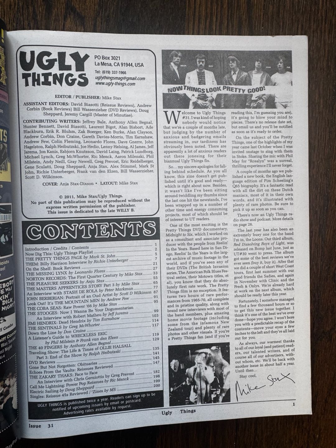 MAGAZINE Ugly Things 31 Spring 2011 Pleasure Seekers Them Norton Recs Stooges 2