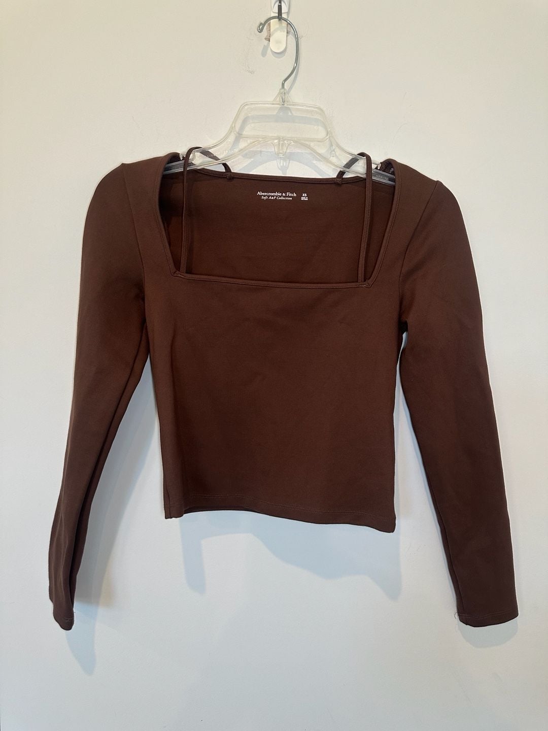 Abercrombie & Fitch Square Neck Long Sleeve Top Size XS Brown 3