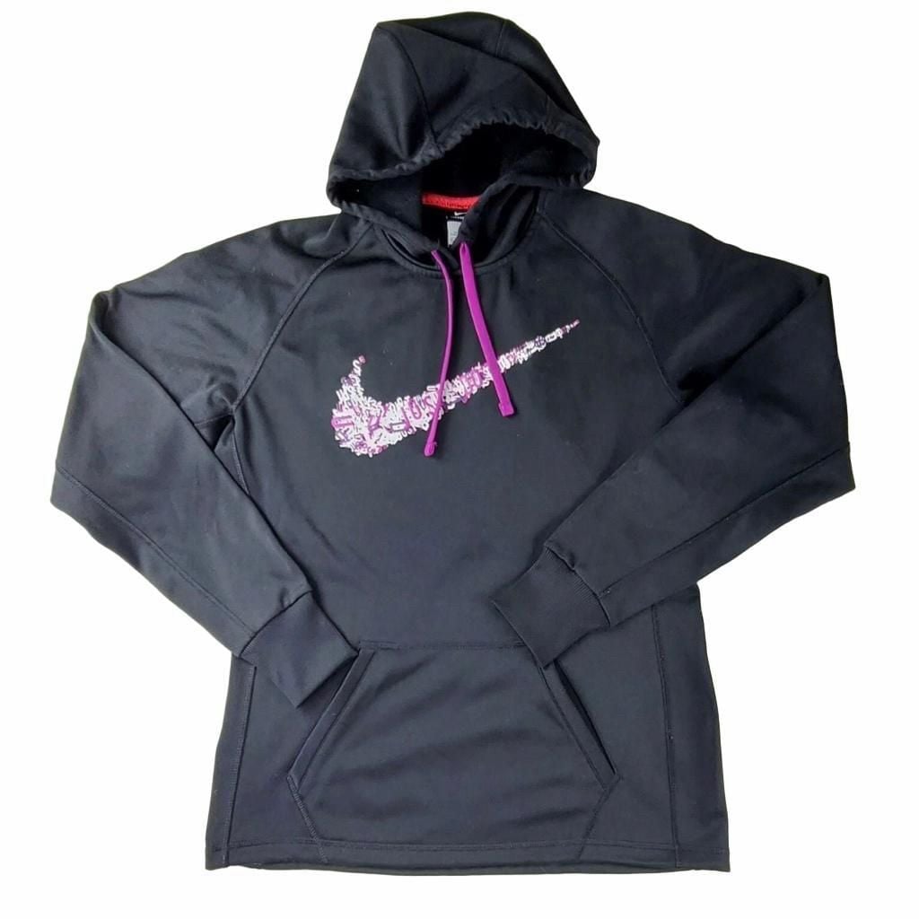 Nike Therma-Fit Hoodie Size M Black Pink Just Do It Swoosh 5