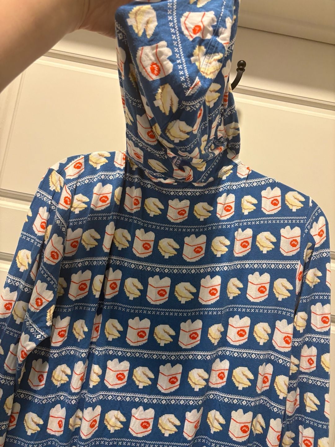 MeUndies Onesie Size S/M Takeout Fortune Cookie Hooded Pajama Jumpsuit 10