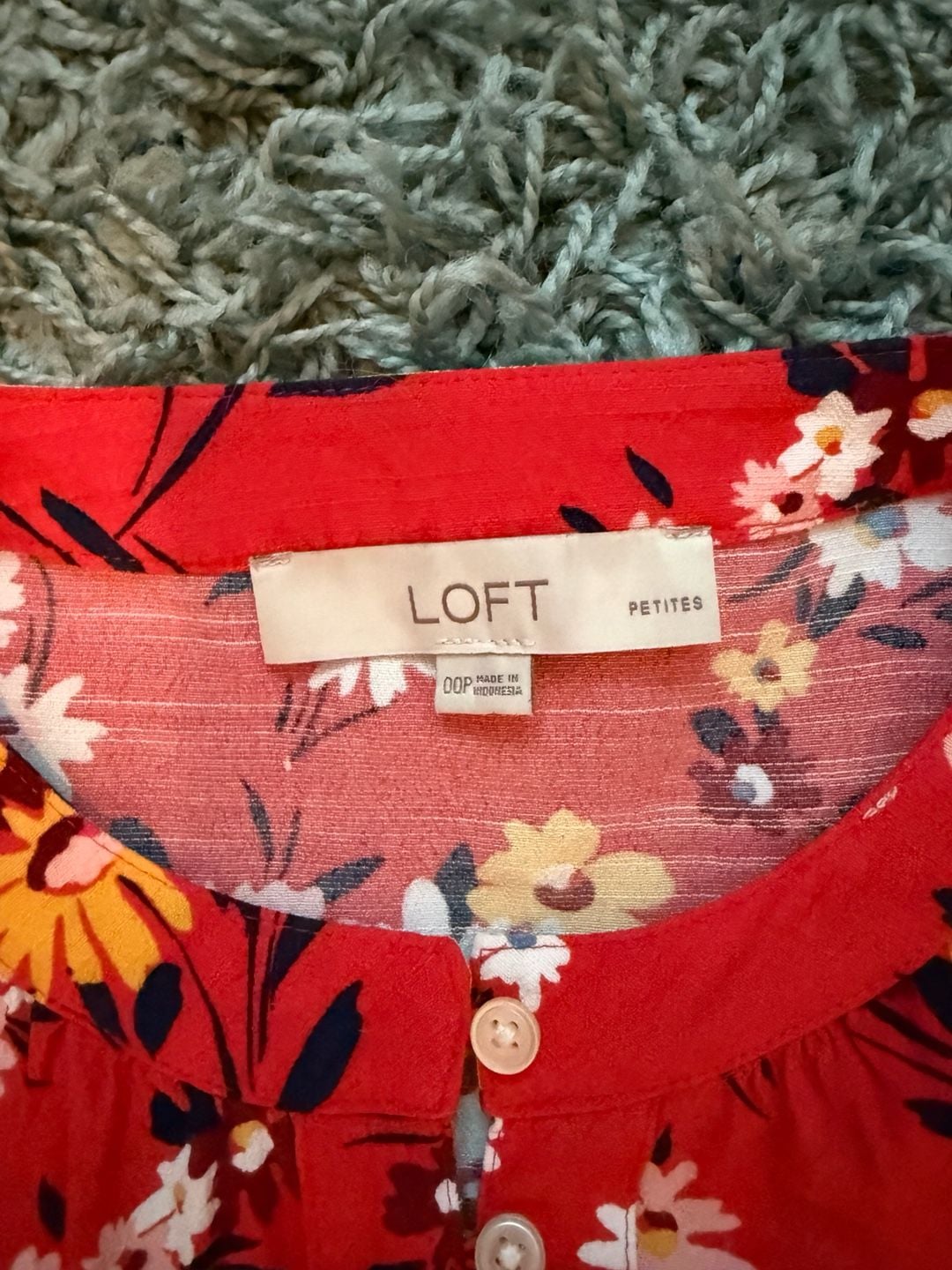 LOFT Floral Dress Size XXS Red Short Sleeve Belted 3