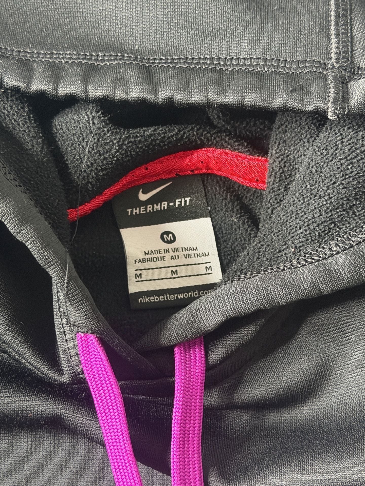 Nike Therma-Fit Hoodie Size M Black Pink Just Do It Swoosh 8