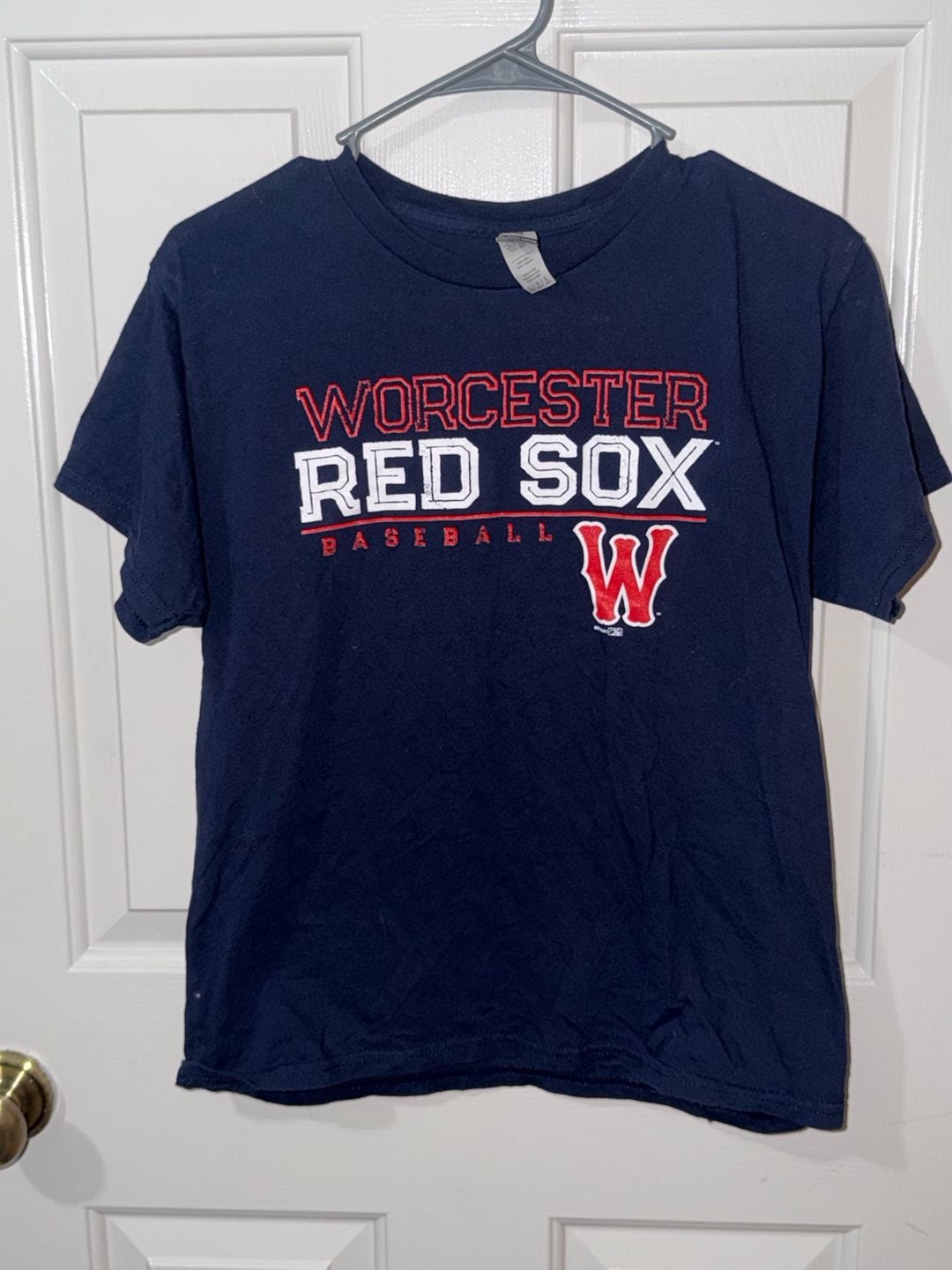 Gildan Worcester Red Sox Youth L T-Shirt Navy Blue Graphic Tee 2