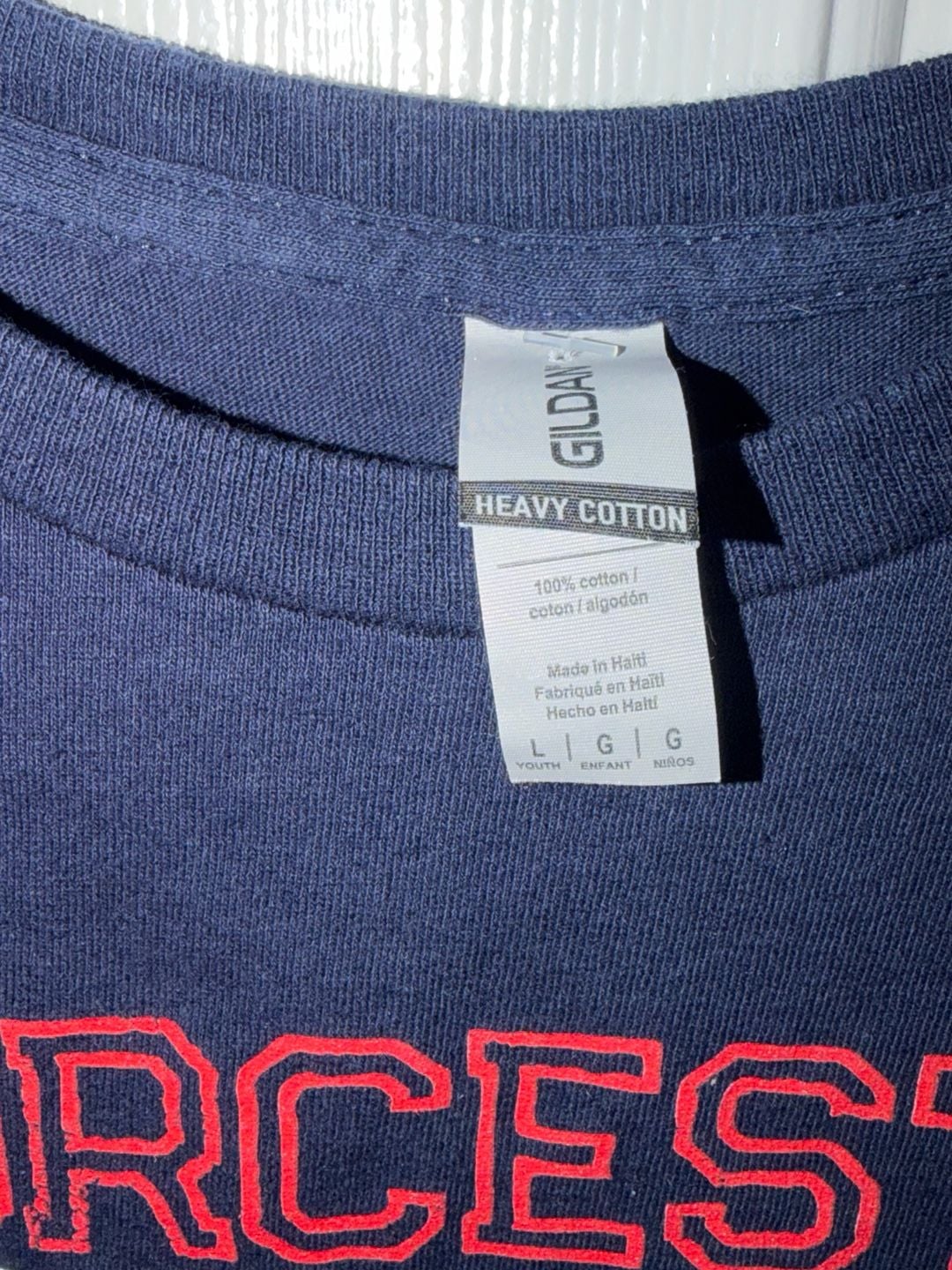 Gildan Worcester Red Sox Youth L T-Shirt Navy Blue Graphic Tee 3