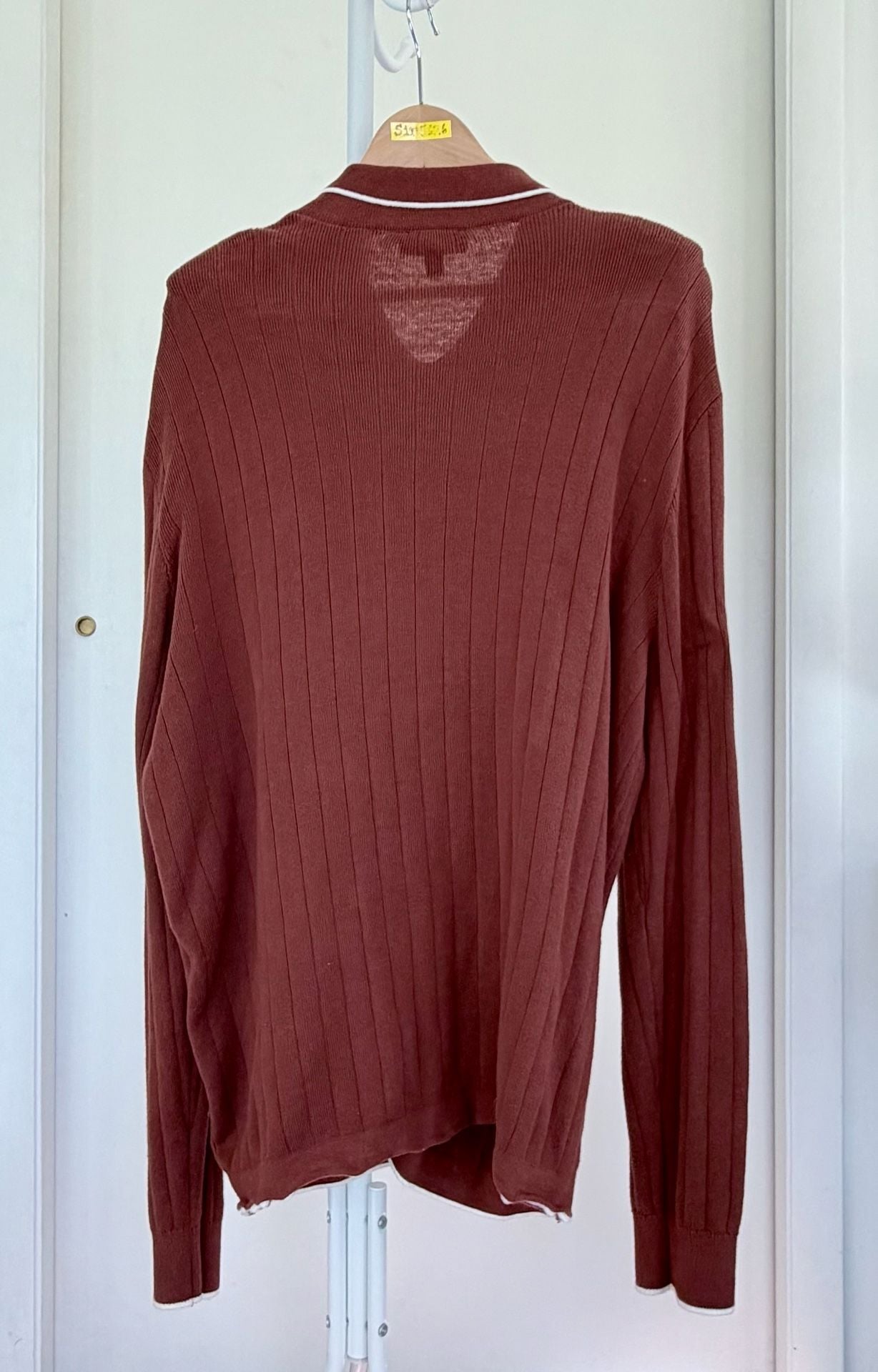 Express Men’s Ribbed Knit Cardigan Rusted Orange Long Sleeves Size L 6
