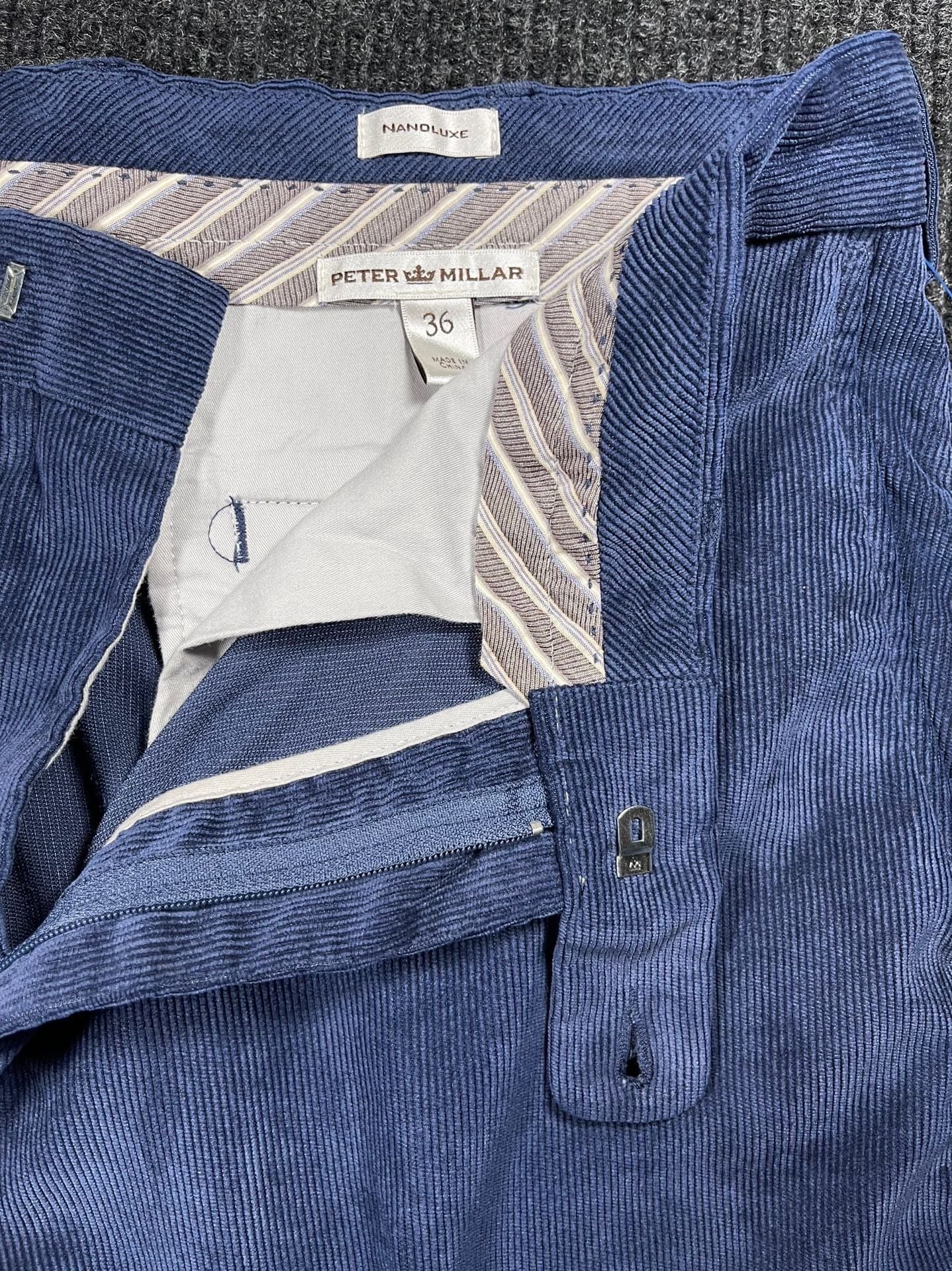 Peter Millar Men’s Nanoluxe Corduroy Pants Size 36 Blue 4