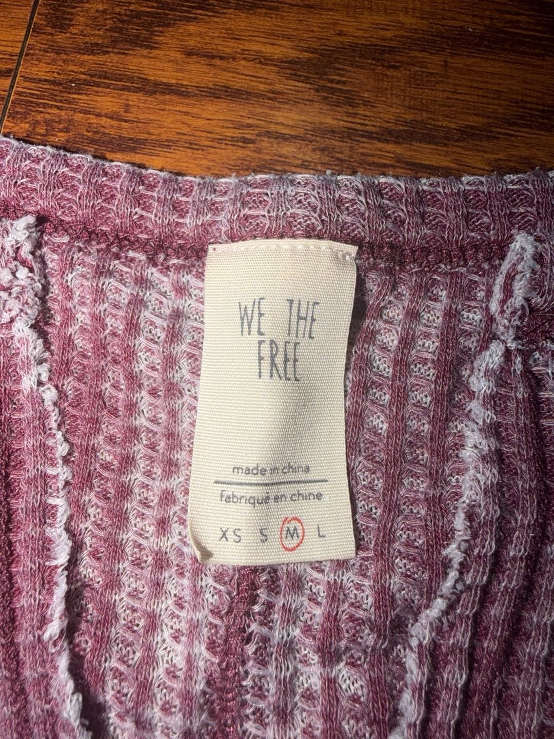We The Free Thermal Top Size M Purple Waffle Knit Bell Sleeve Shirt 7