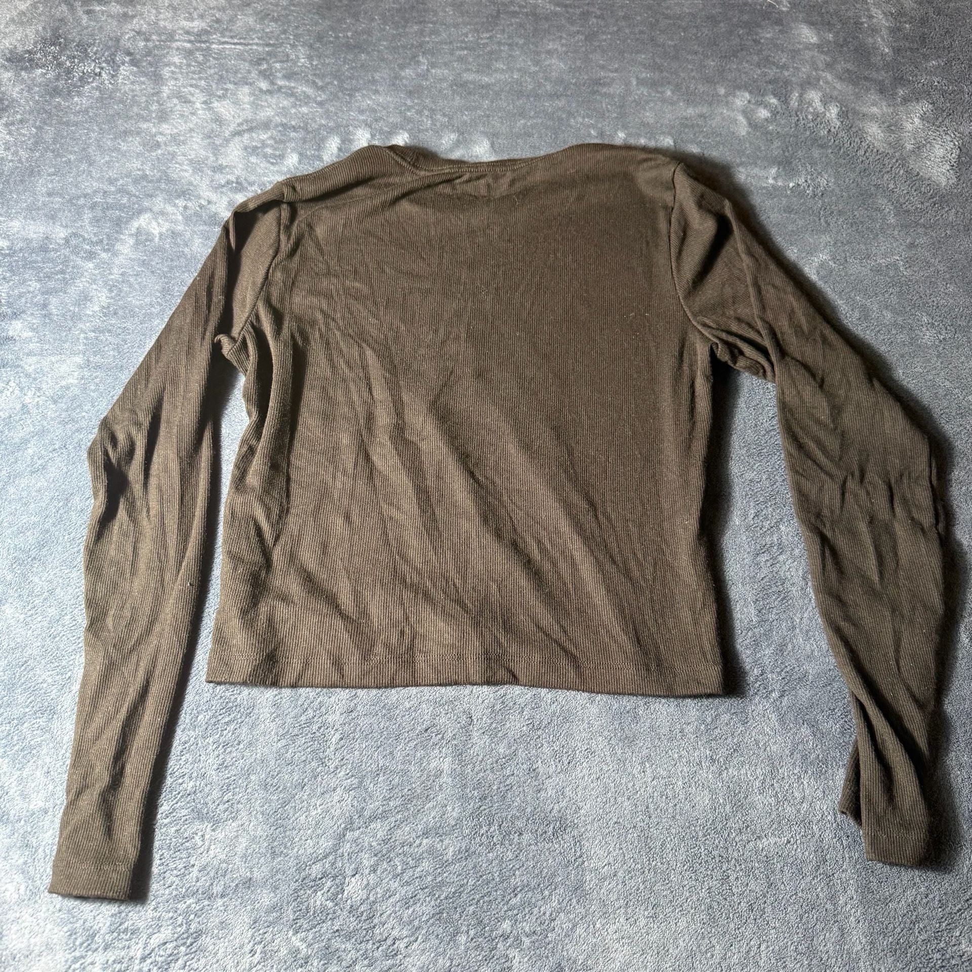 True Religion World Tour Long Sleeve Ribbed Shirt Medium Brown 4