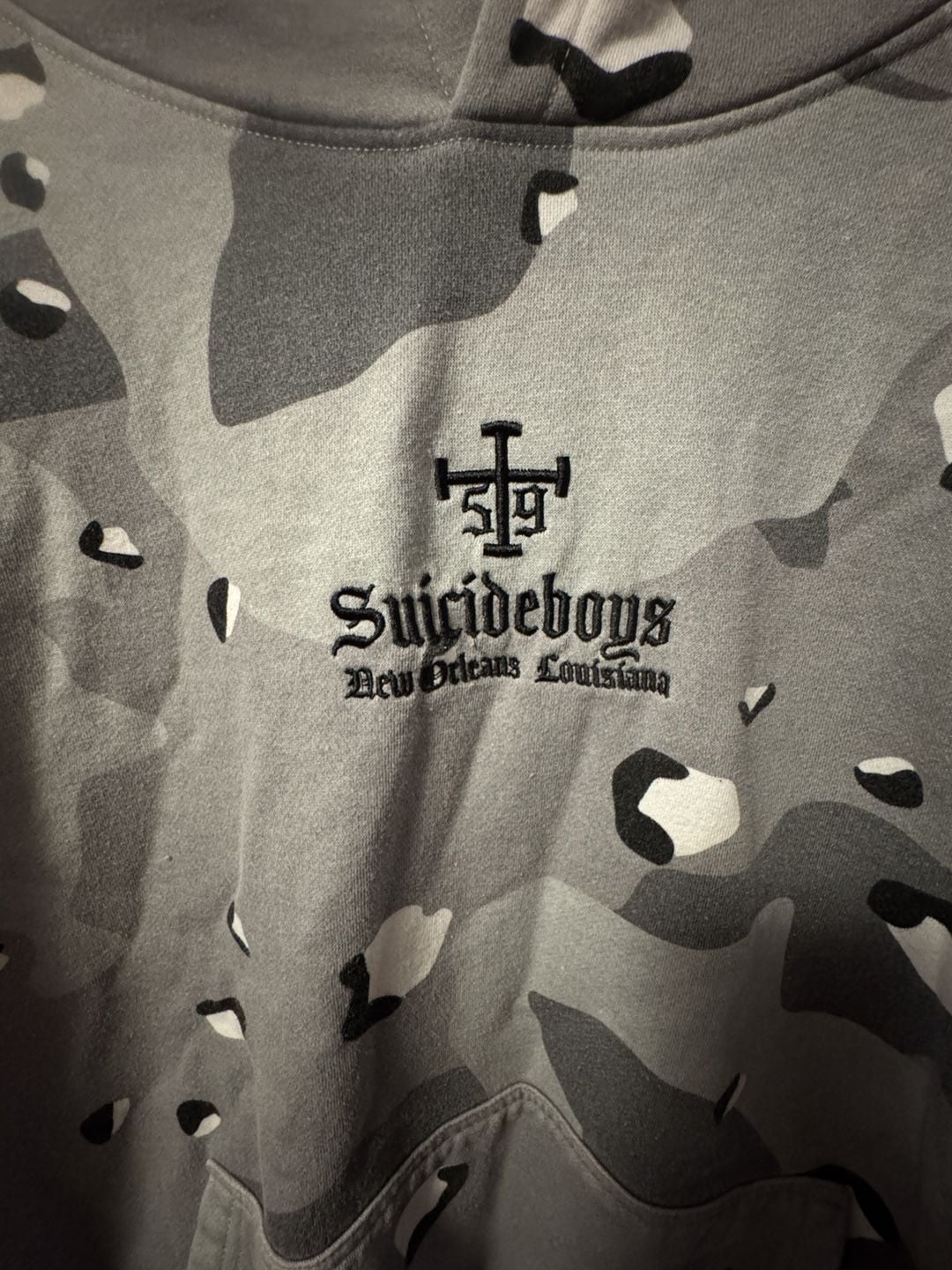 G59 Records Suicideboys Camo Hoodie Size XL Grey Black White 3