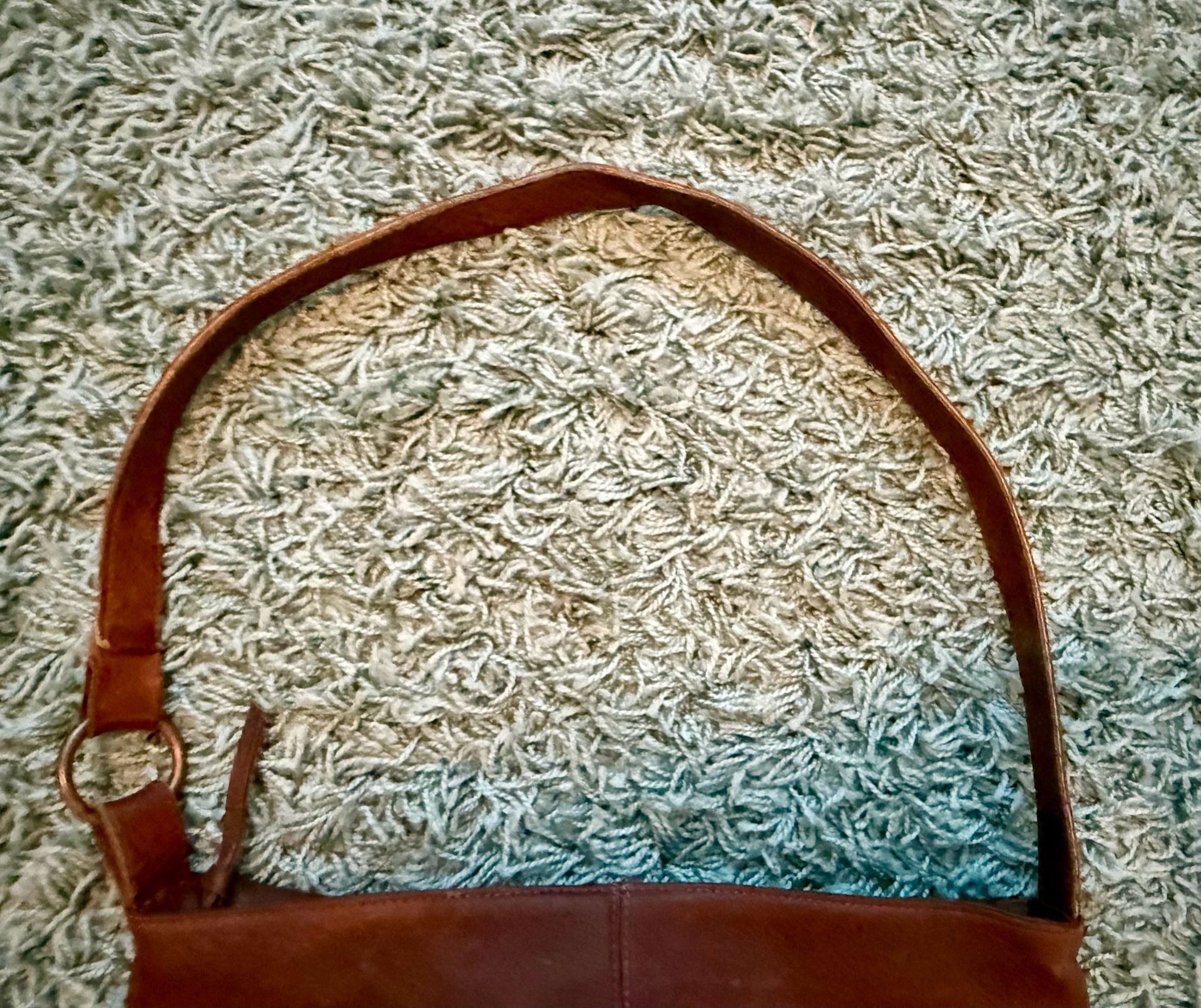 Green Fields Brown Leather Shoulder Bag Purse 5