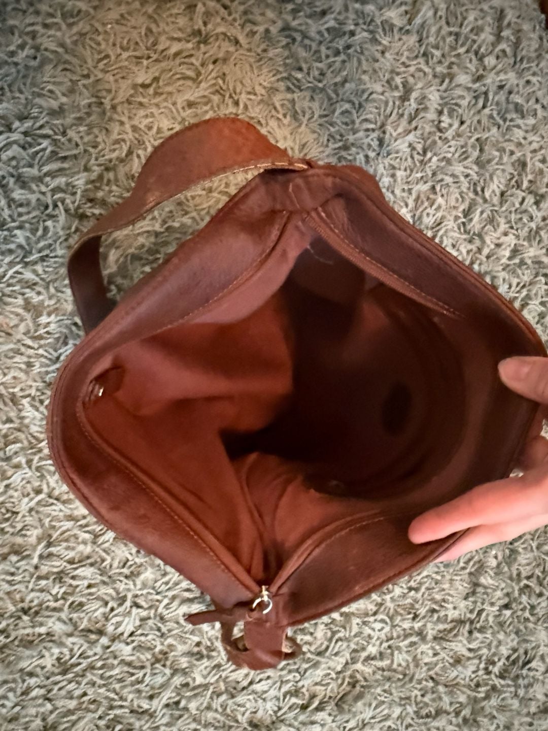 Green Fields Brown Leather Shoulder Bag Purse 6
