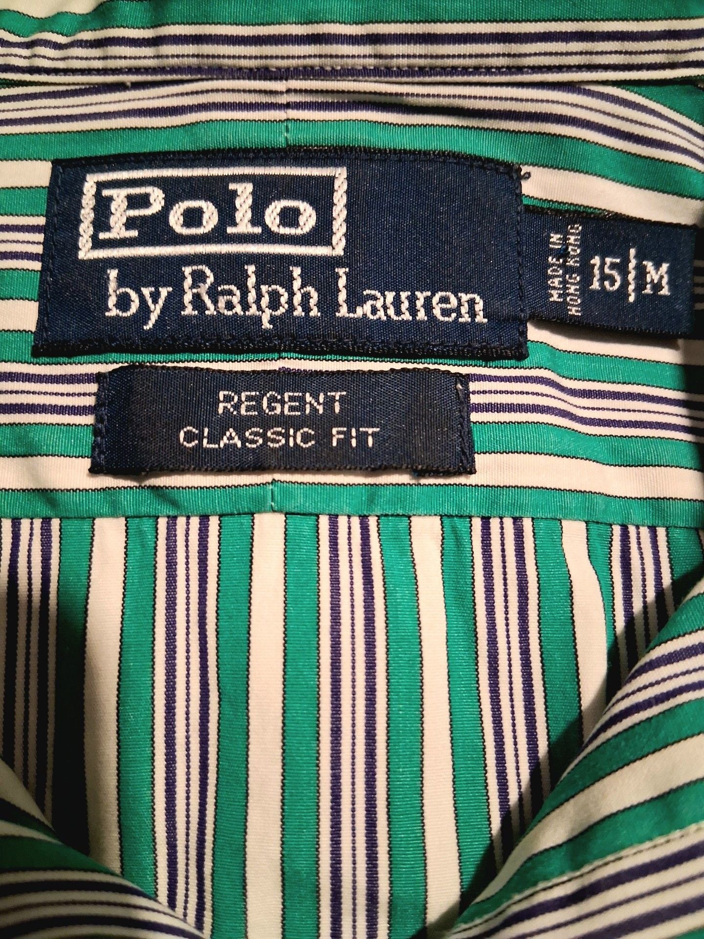 Polo by Ralph Lauren Regent Classic Fit Shirt Size 15 M Green Striped 3