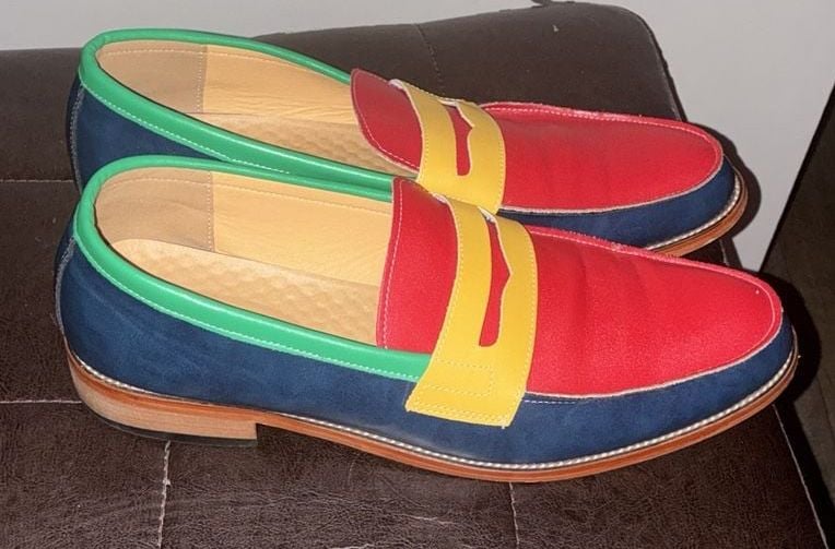 Handmade Men Multi Color Leather Dress Shoes, Men Slip on Loafer Shoes 5
