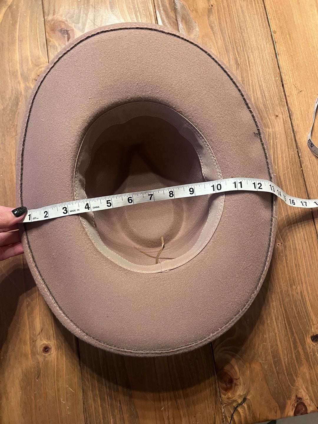 Boho Chic Felt Fedora Hat Taupe Orange Beaded Feather Band 7