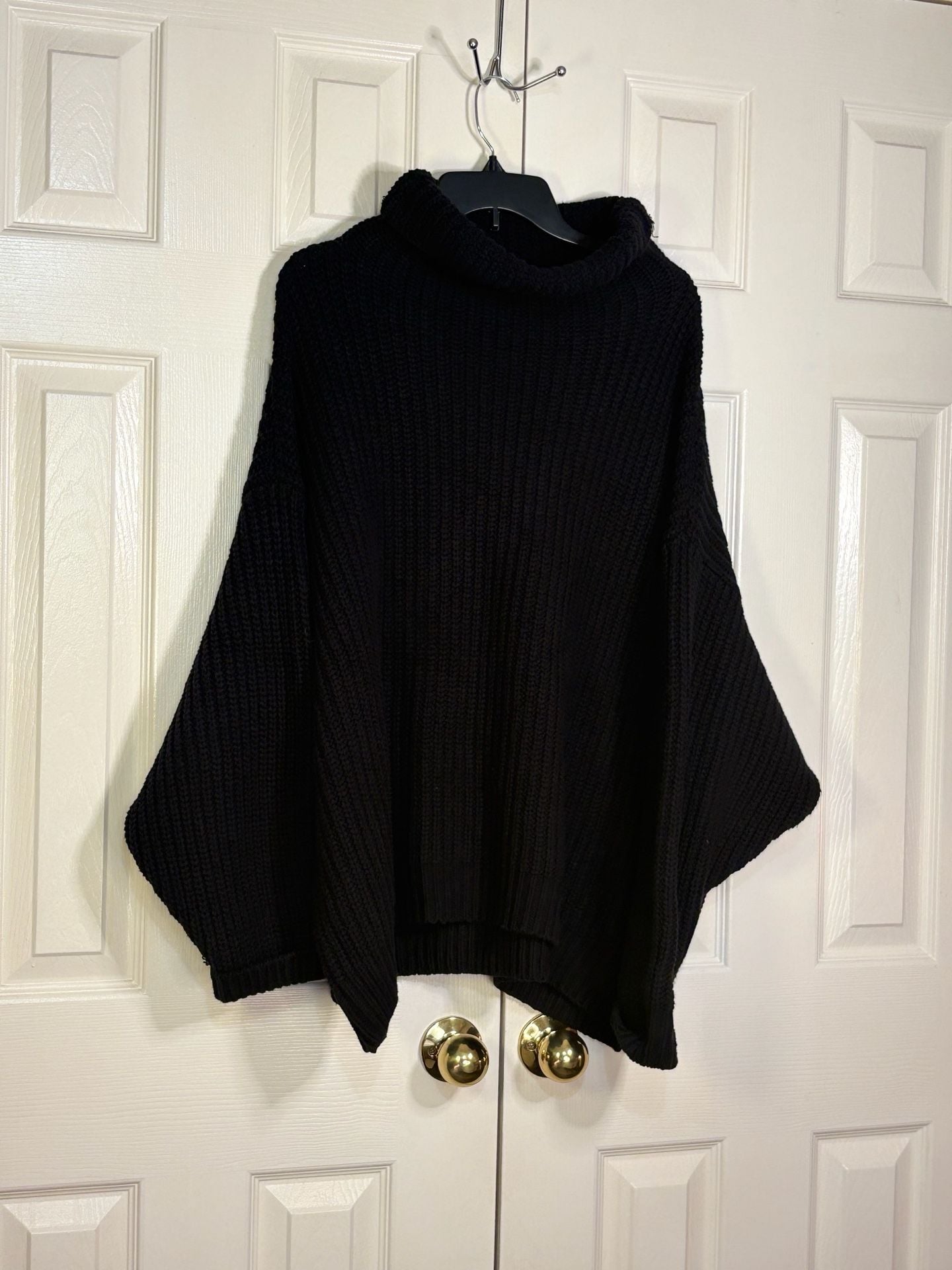 Free People Turtleneck Sweater Size M Black Ribbed Oversized 5