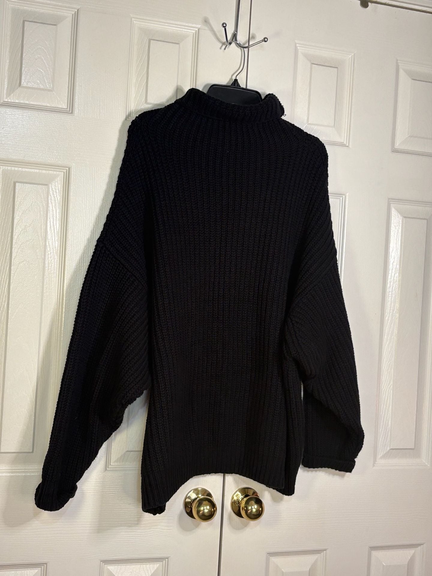 Free People Turtleneck Sweater Size M Black Ribbed Oversized 8