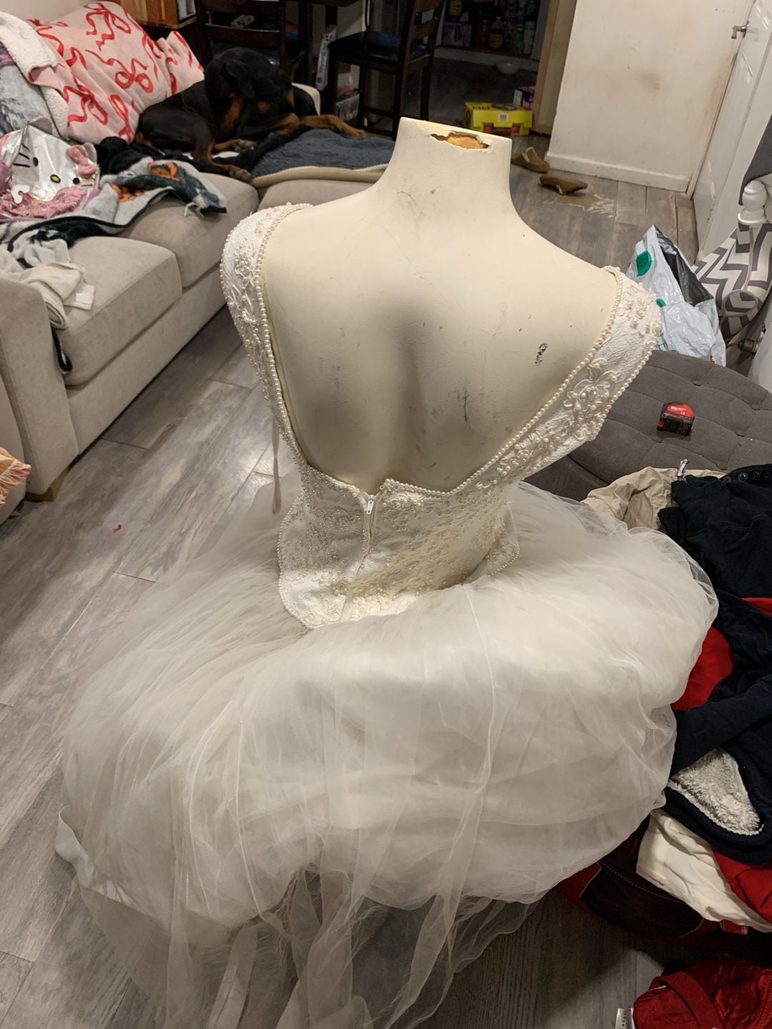Unbranded Beaded Lace Wedding Dress Ball Gown White Tulle Bridal 7