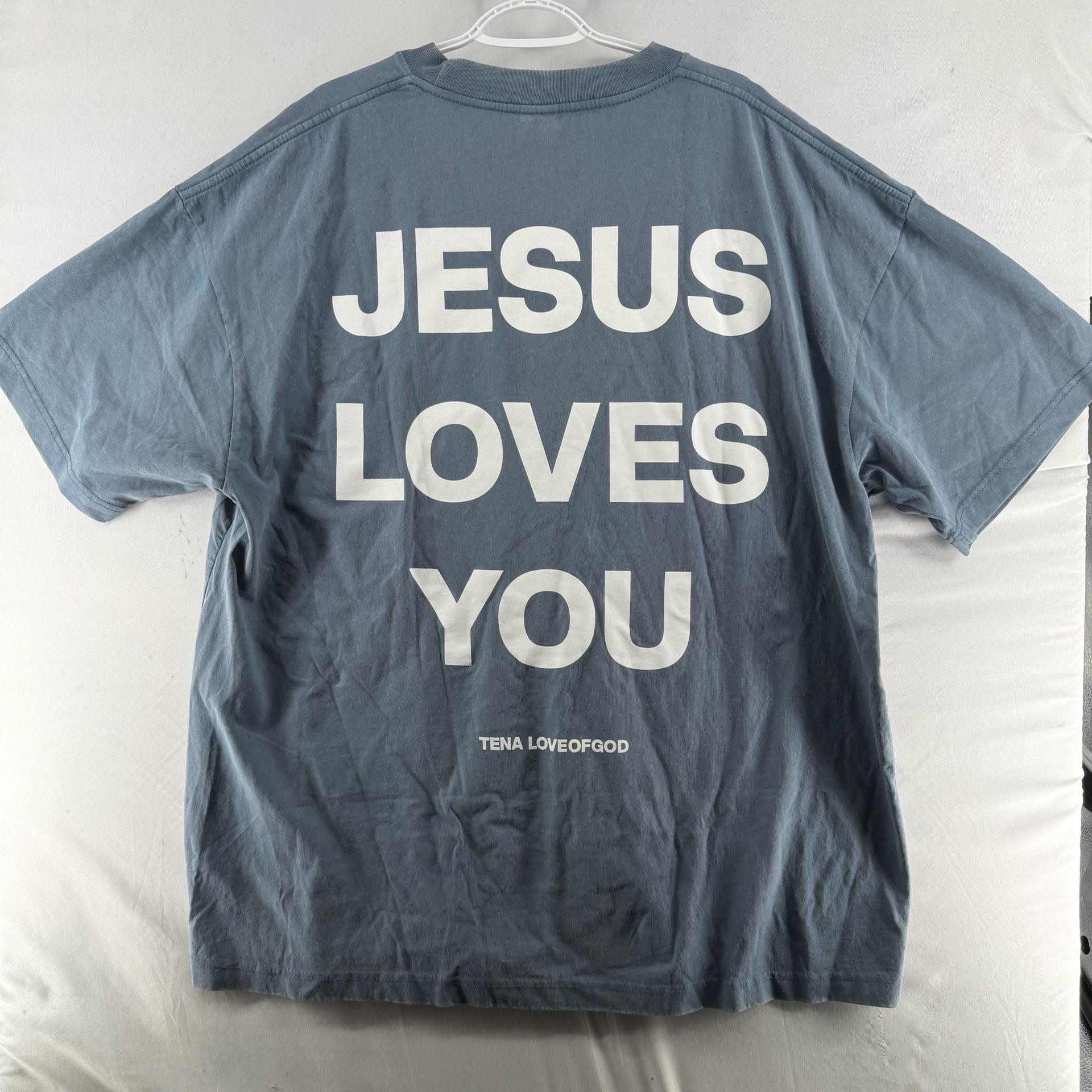 1682 Tena Loveofgod T-Shirt 2XL Blue Jesus Loves You Graphic Tee 3