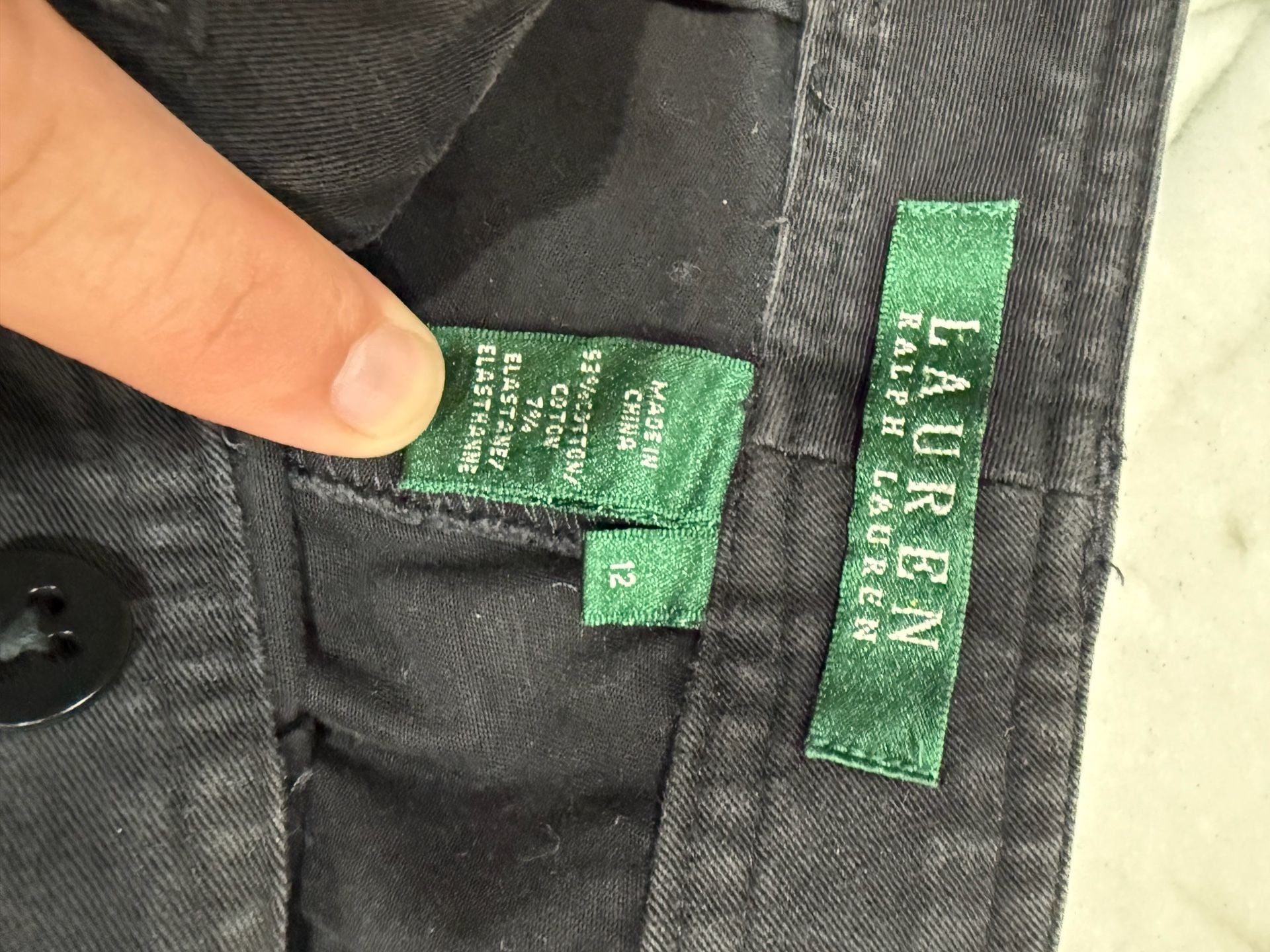 Lauren Ralph Lauren Crop Pants Size 12 Black Cotton Blend 6
