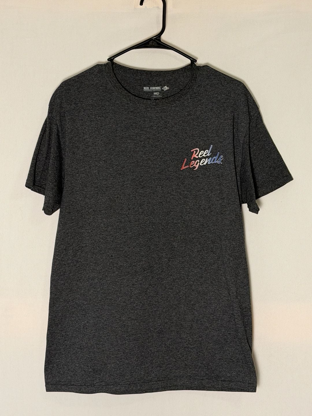 Reel Legends Graphic T-Shirt Medium Gray American Flag Fish 3