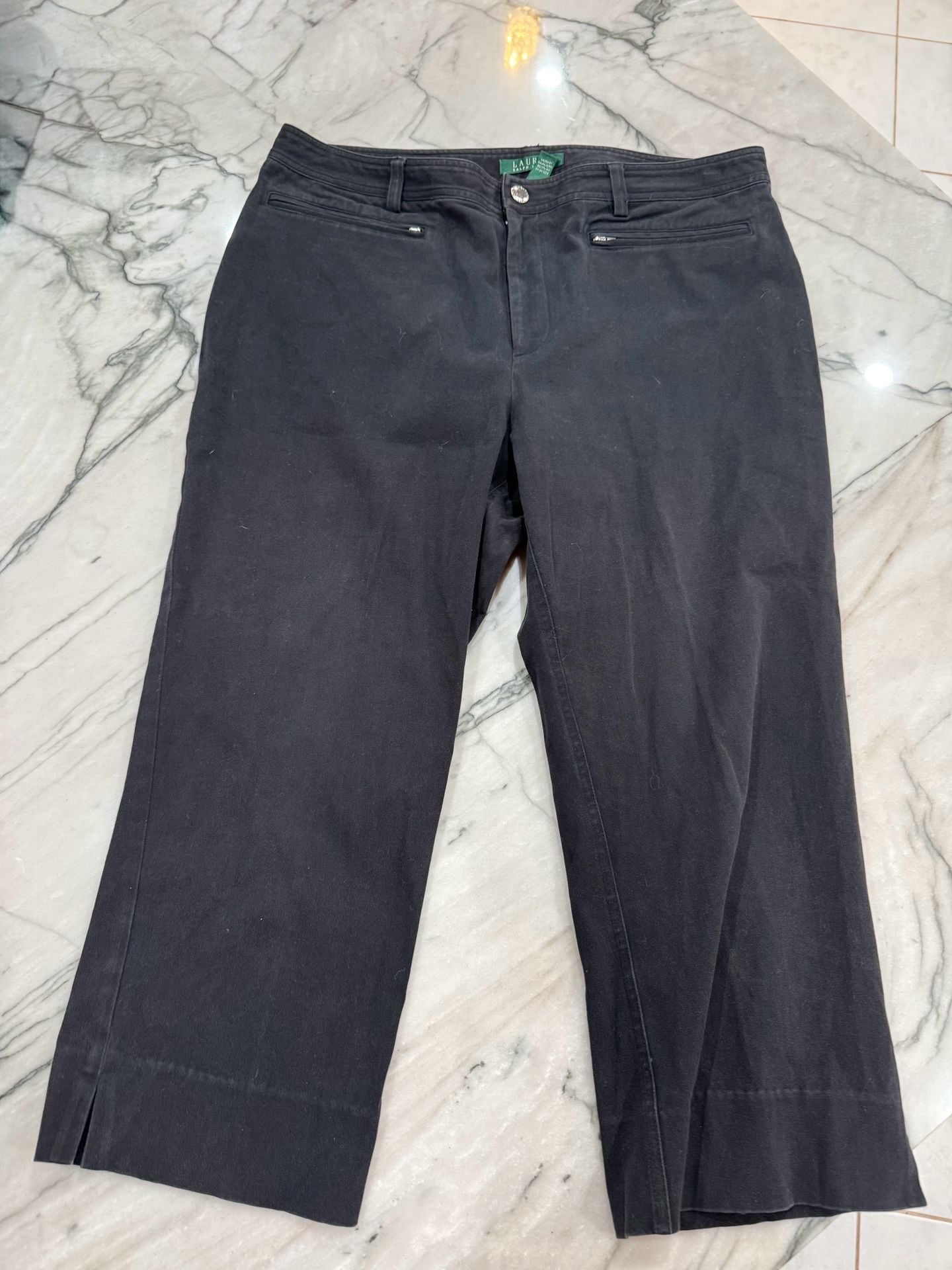 Lauren Ralph Lauren Crop Pants Size 12 Black Cotton Blend 9