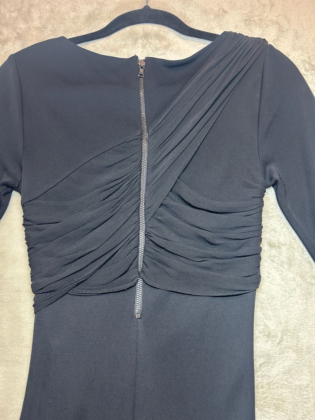 Alice + Olivia Black Ruched Long Sleeve Mini Dress Size 0 6