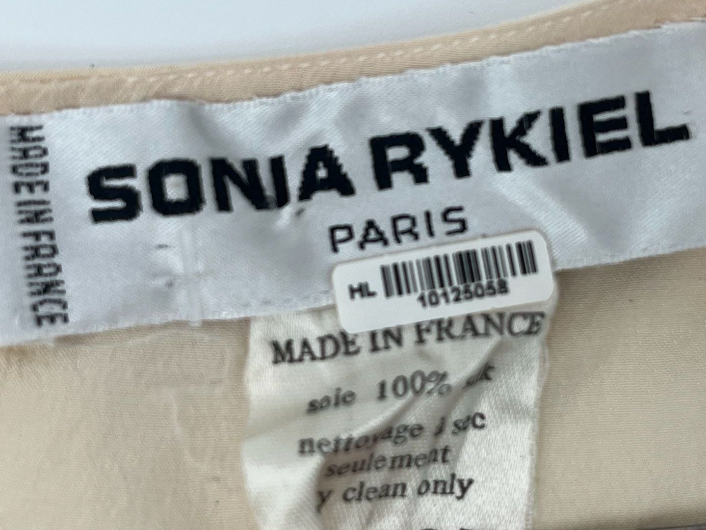 Sonia Rykiel Paris Silk Tank Top Beige Gold Buttons Flawed 3