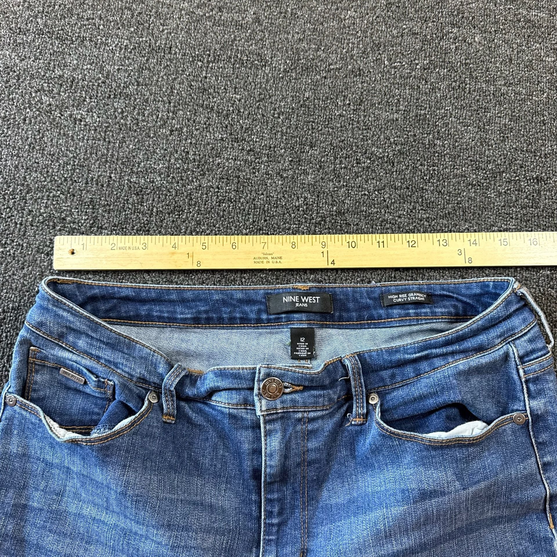 Nine West High Rise Curvy Jeans Size 12 Regular Blue Denim 6