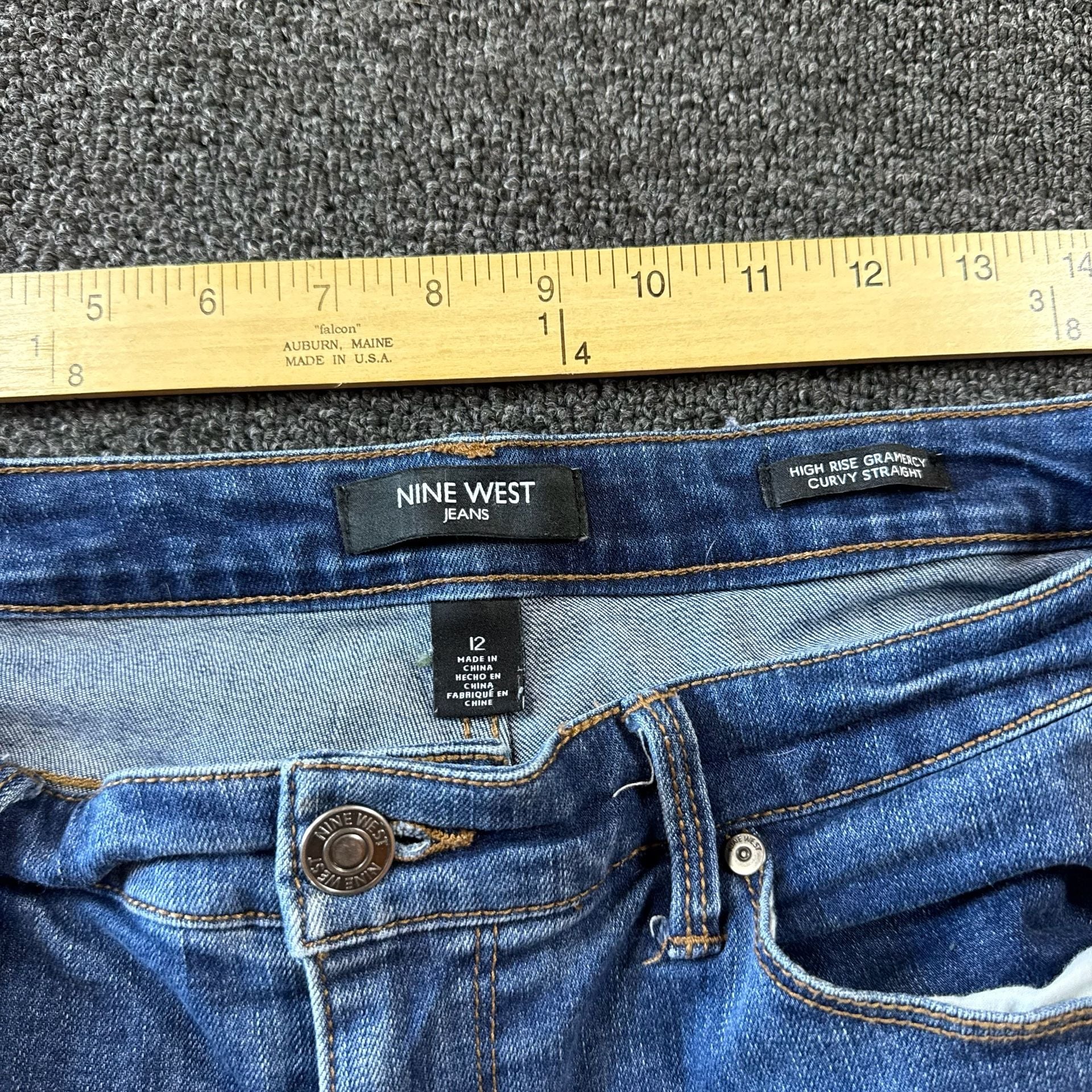 Nine West High Rise Curvy Jeans Size 12 Regular Blue Denim 7