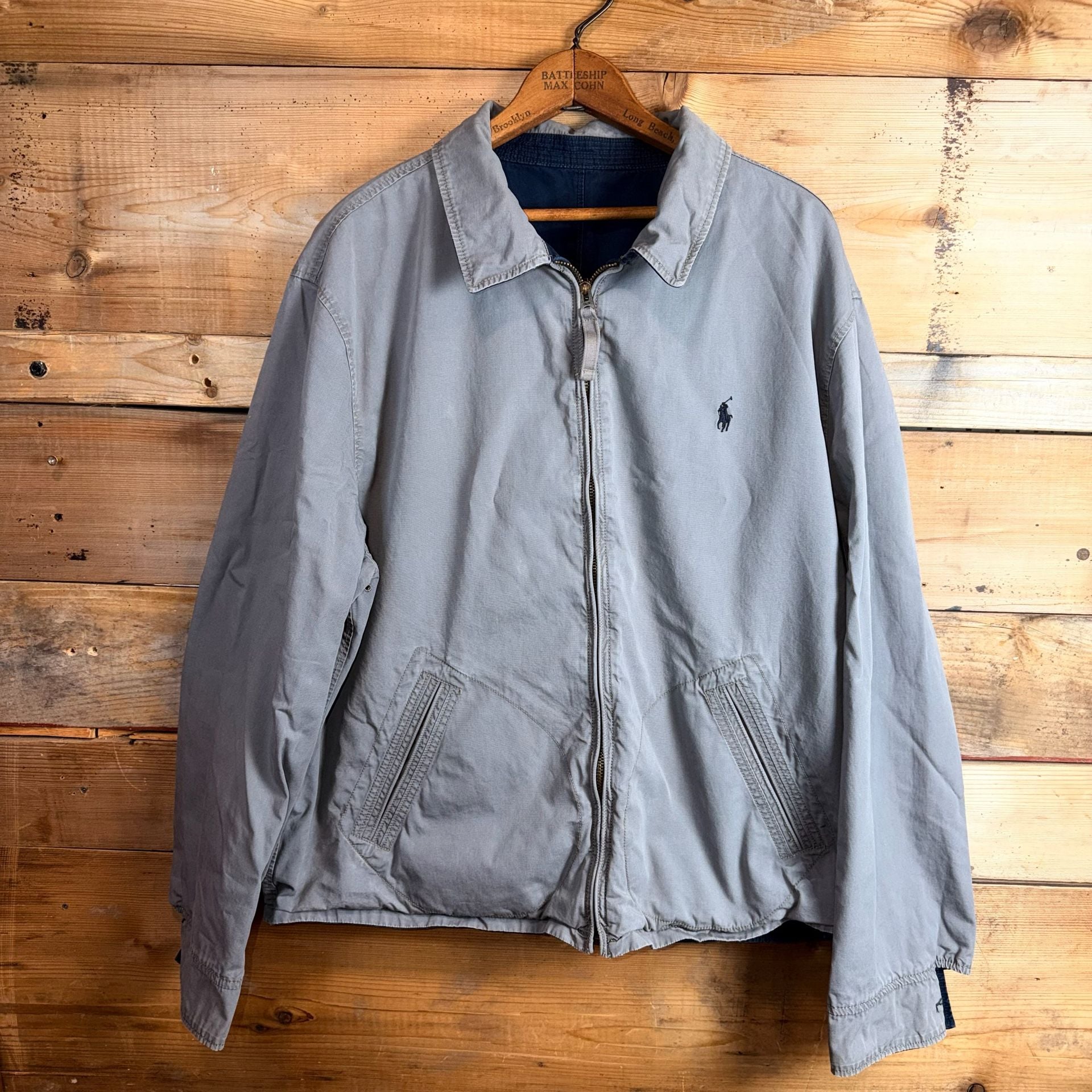 Vintage Polo by Ralph Lauren Reversible Jacket XL Blue Gray Cotton 4