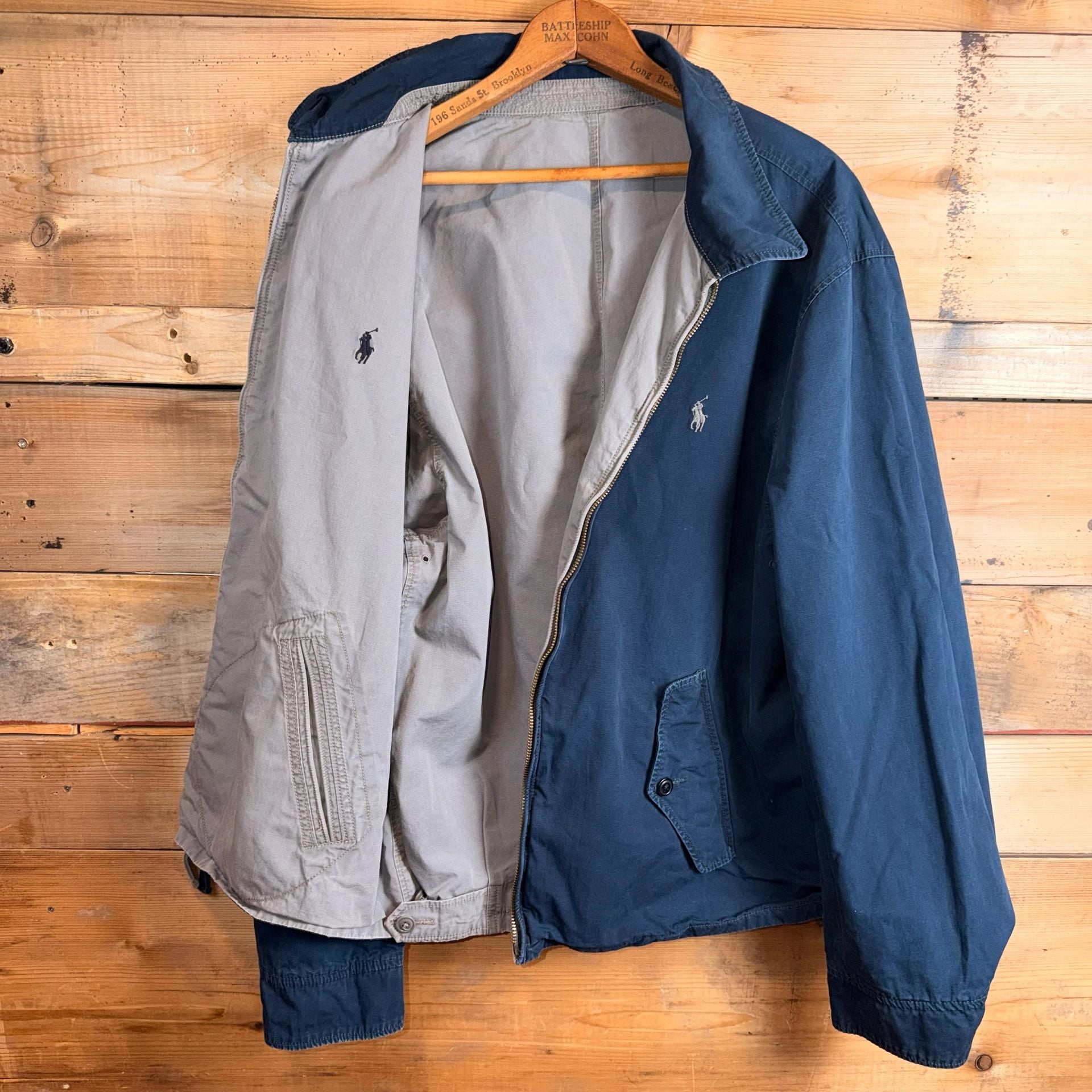 Vintage Polo by Ralph Lauren Reversible Jacket XL Blue Gray Cotton 6