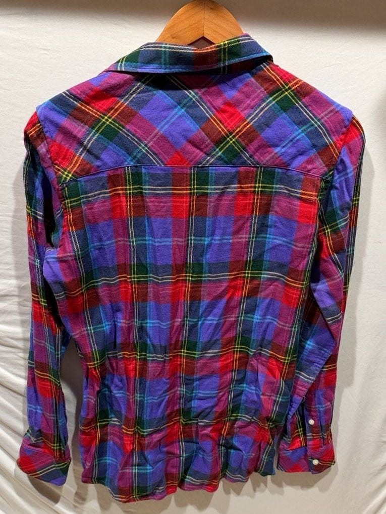 Gap Plaid Flannel Shirt Size S Multi Color Long Sleeve Button Down 4