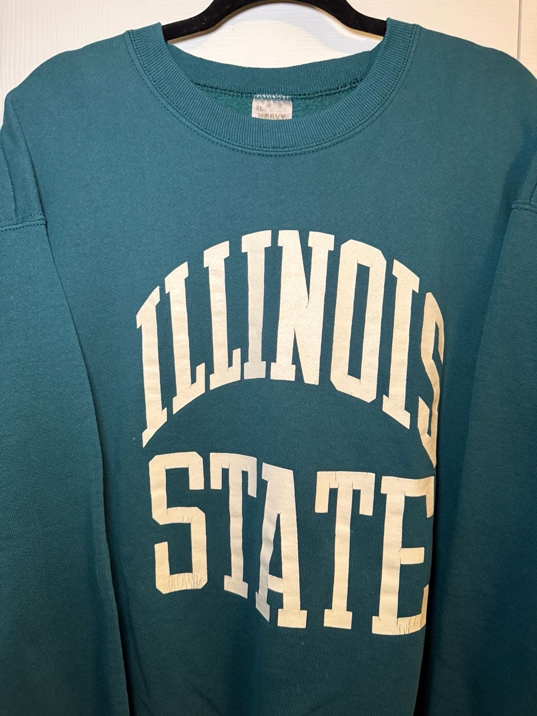 Vintage Fruit Of The Loom Illinois State Sweatshirt XL Teal Graphic Crewneck 3