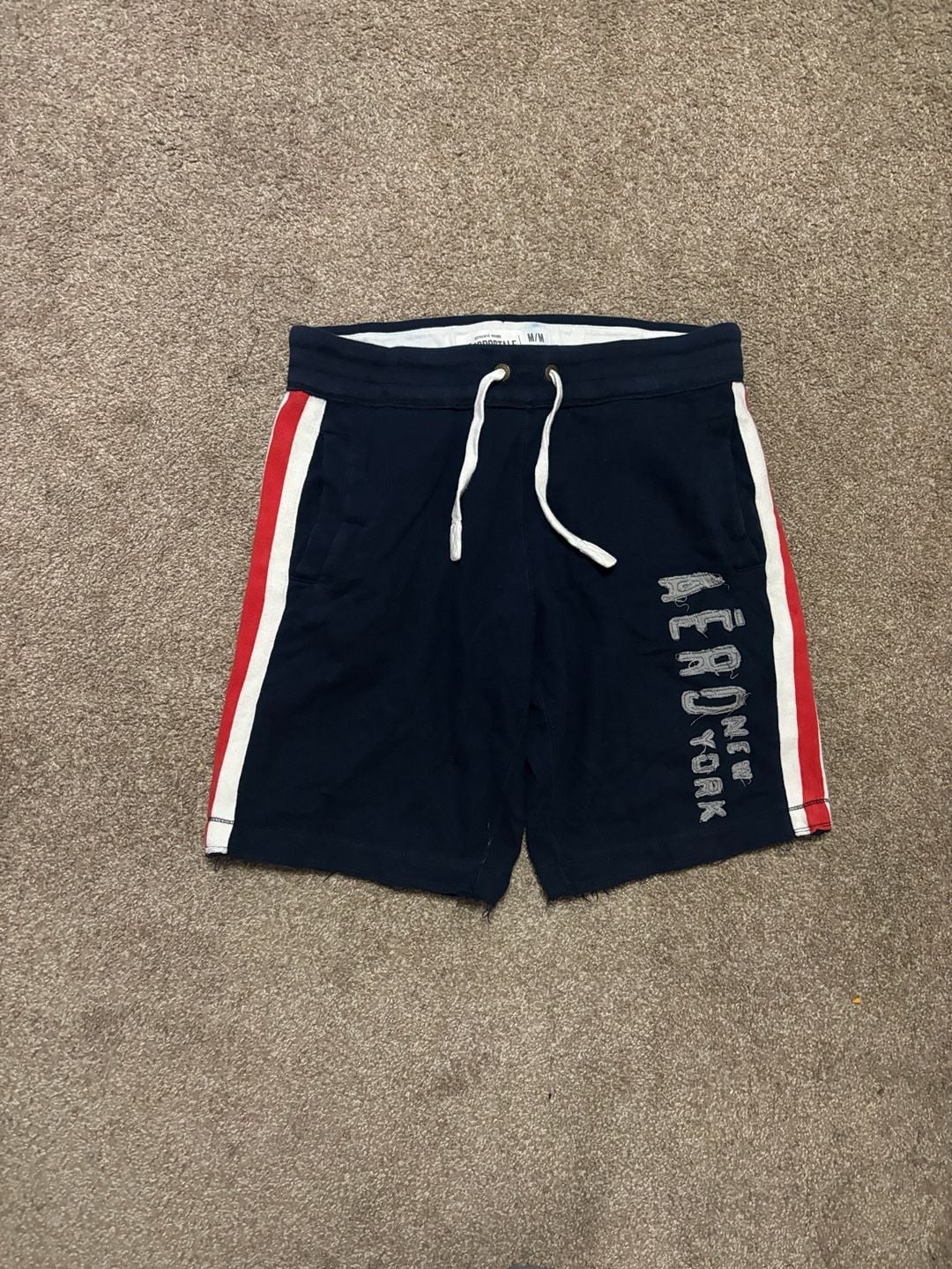 Early 2000s Aeropostale Sweat Shorts Size M Navy Blue Drawstring 2