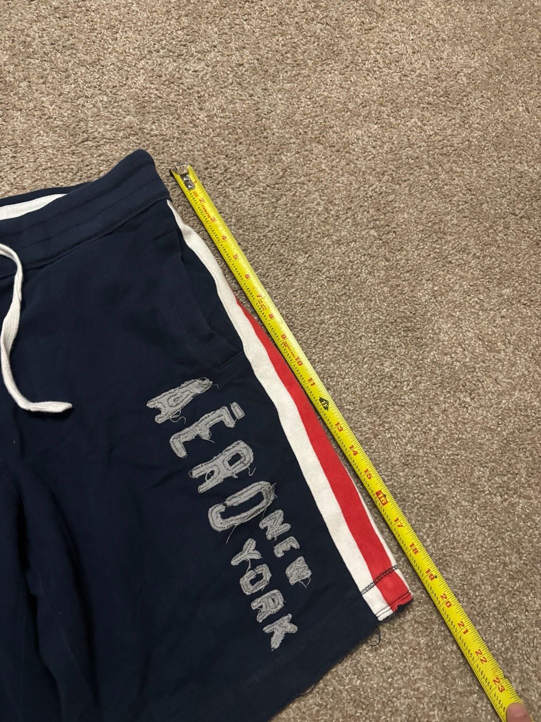 Early 2000s Aeropostale Sweat Shorts Size M Navy Blue Drawstring 3