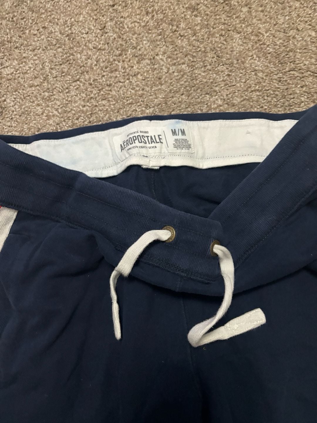 Early 2000s Aeropostale Sweat Shorts Size M Navy Blue Drawstring 5