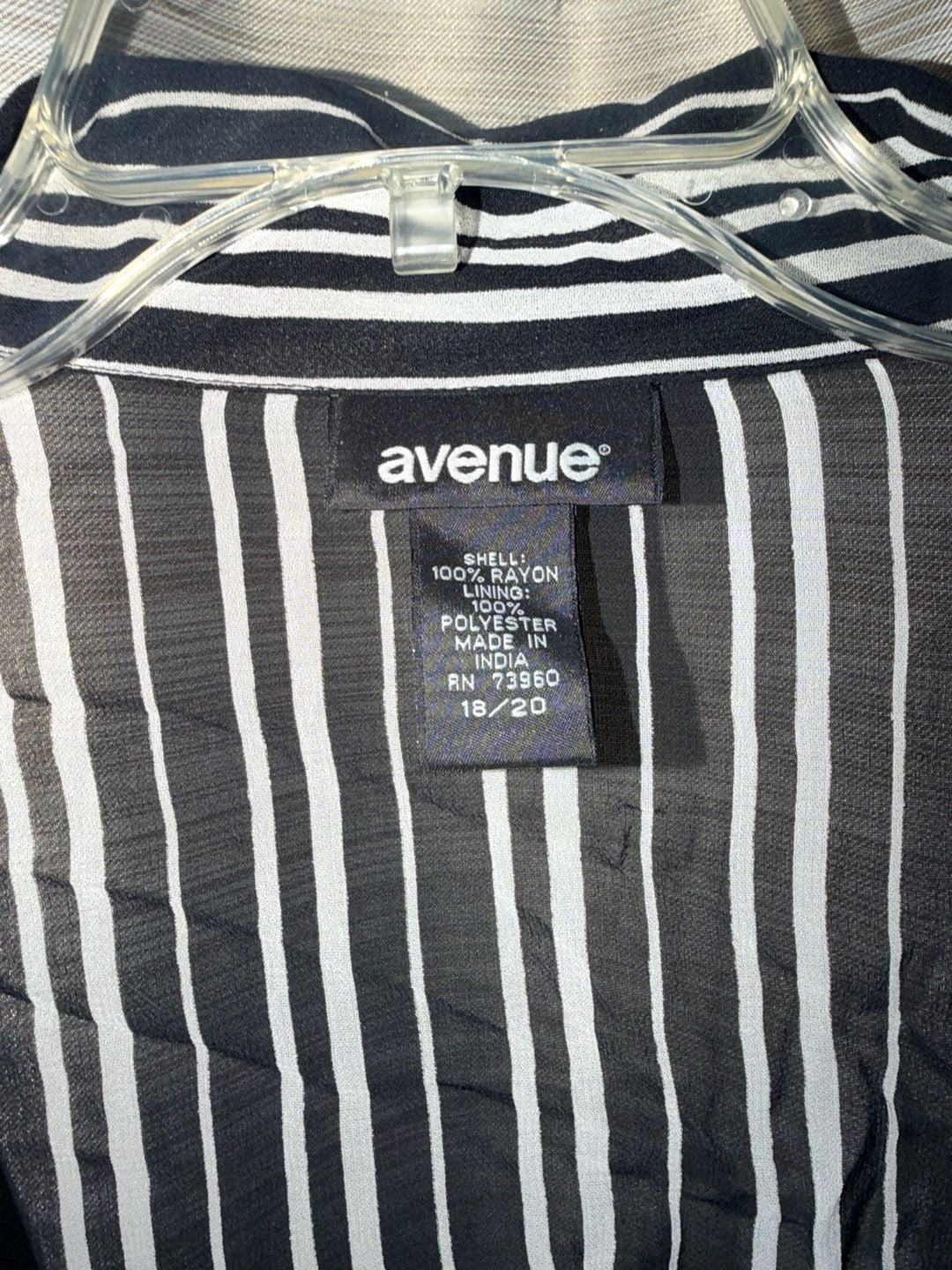 Avenue Black White Striped Button Down Shirt Size 18/20 3