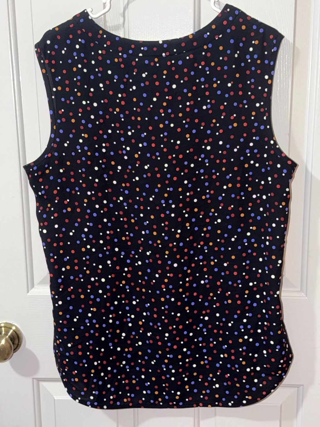 Anne Klein Blouse Size L Multi Color Polka Dot Sleeveless Top 5