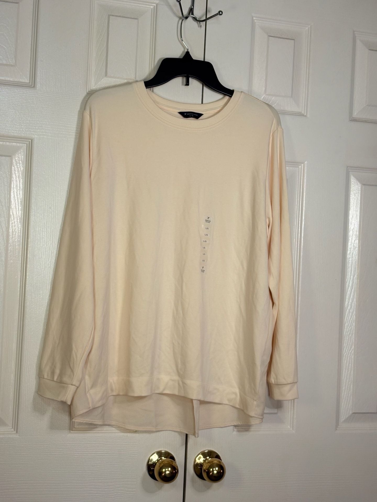Denver Hayes Crew Neck Two Sided Shirt Size L Beige Long Sleeve 5