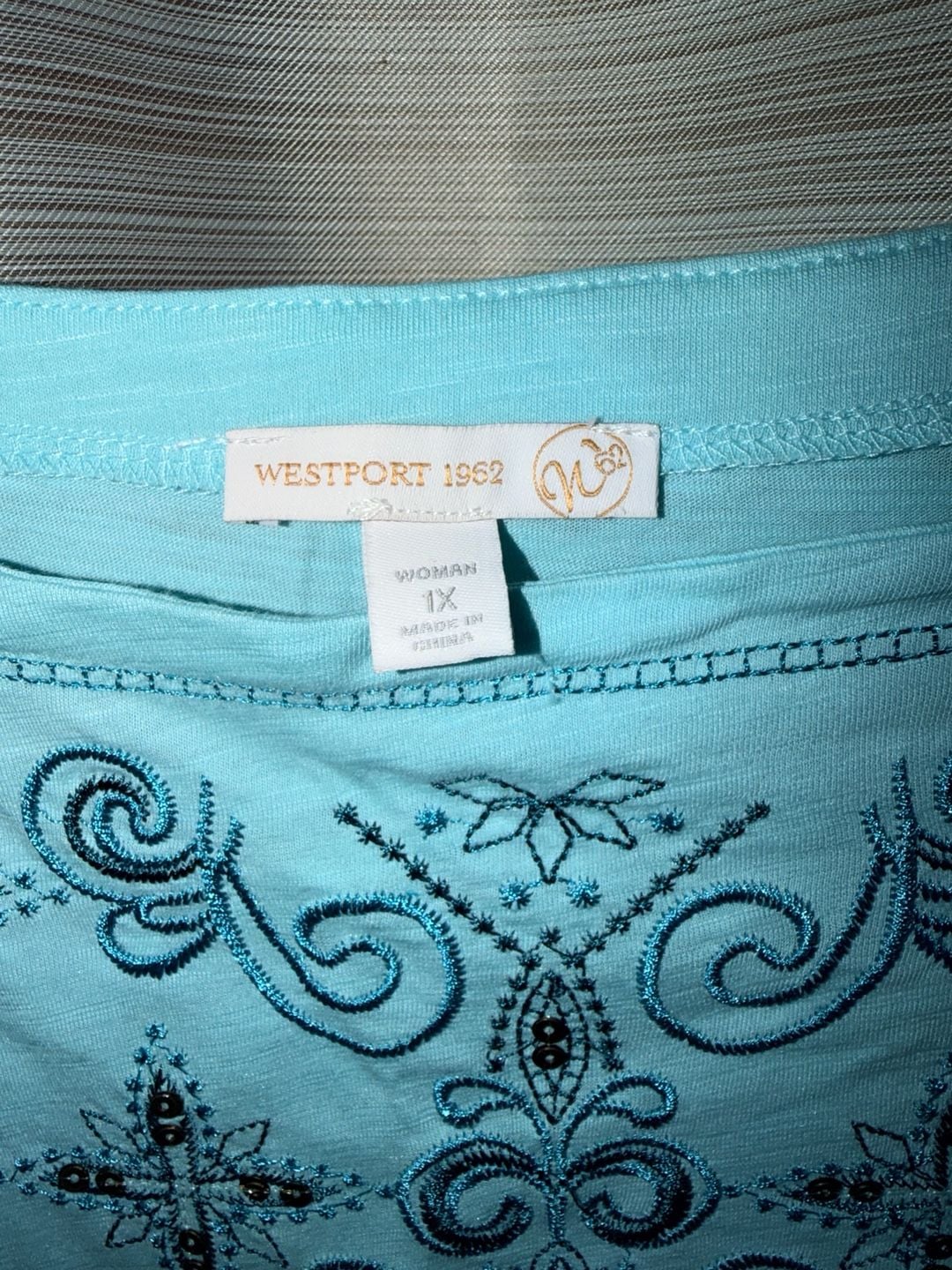 Westport 1962 Embroidered Top Size 1X Blue 3