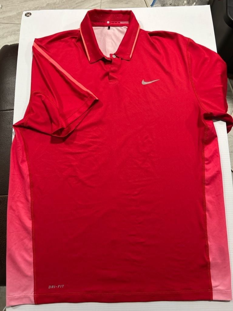 Nike Dri-FIT Tiger Woods Polo Shirt Size L Red Athletic Golf 2