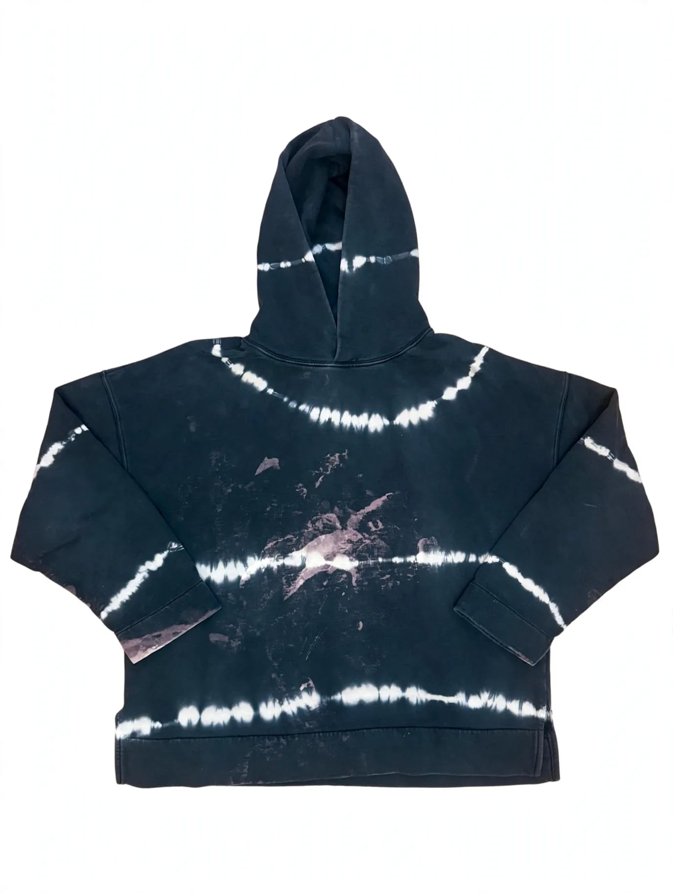 Sandro Paris Tie Dye Hoodie Size 1 Black Distressed Sweatshirt 3