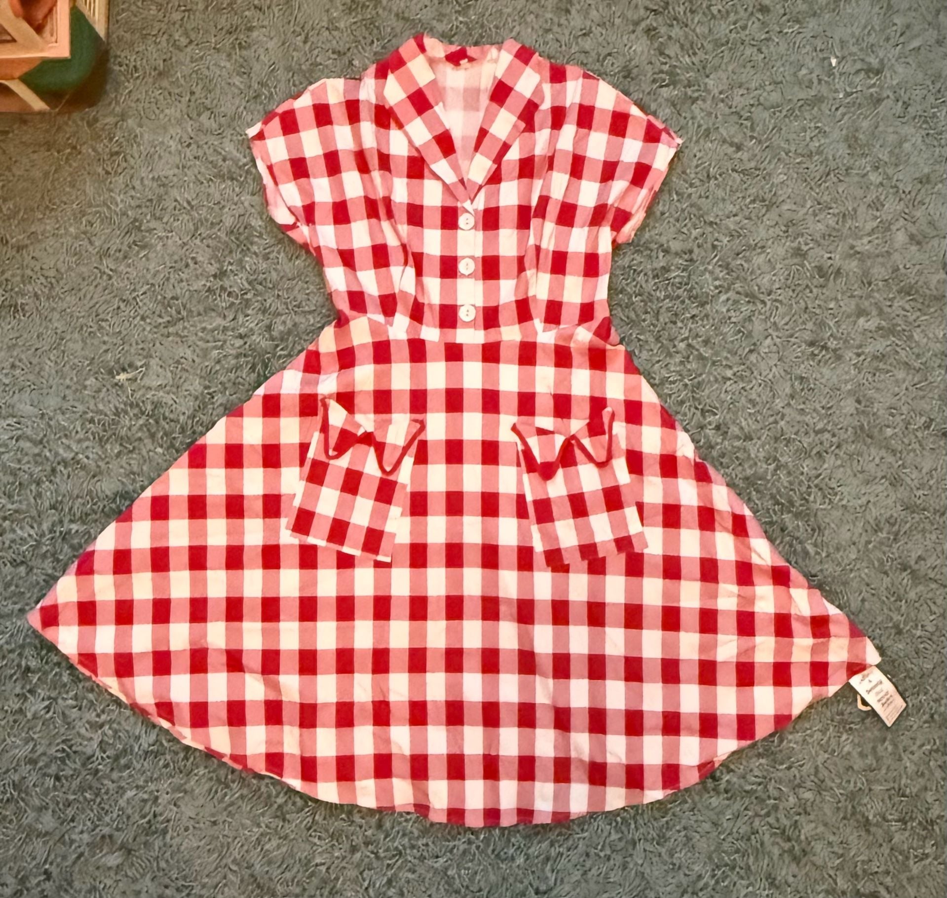 Retro Stage Dress Size 2XL Red Gingham Check 2