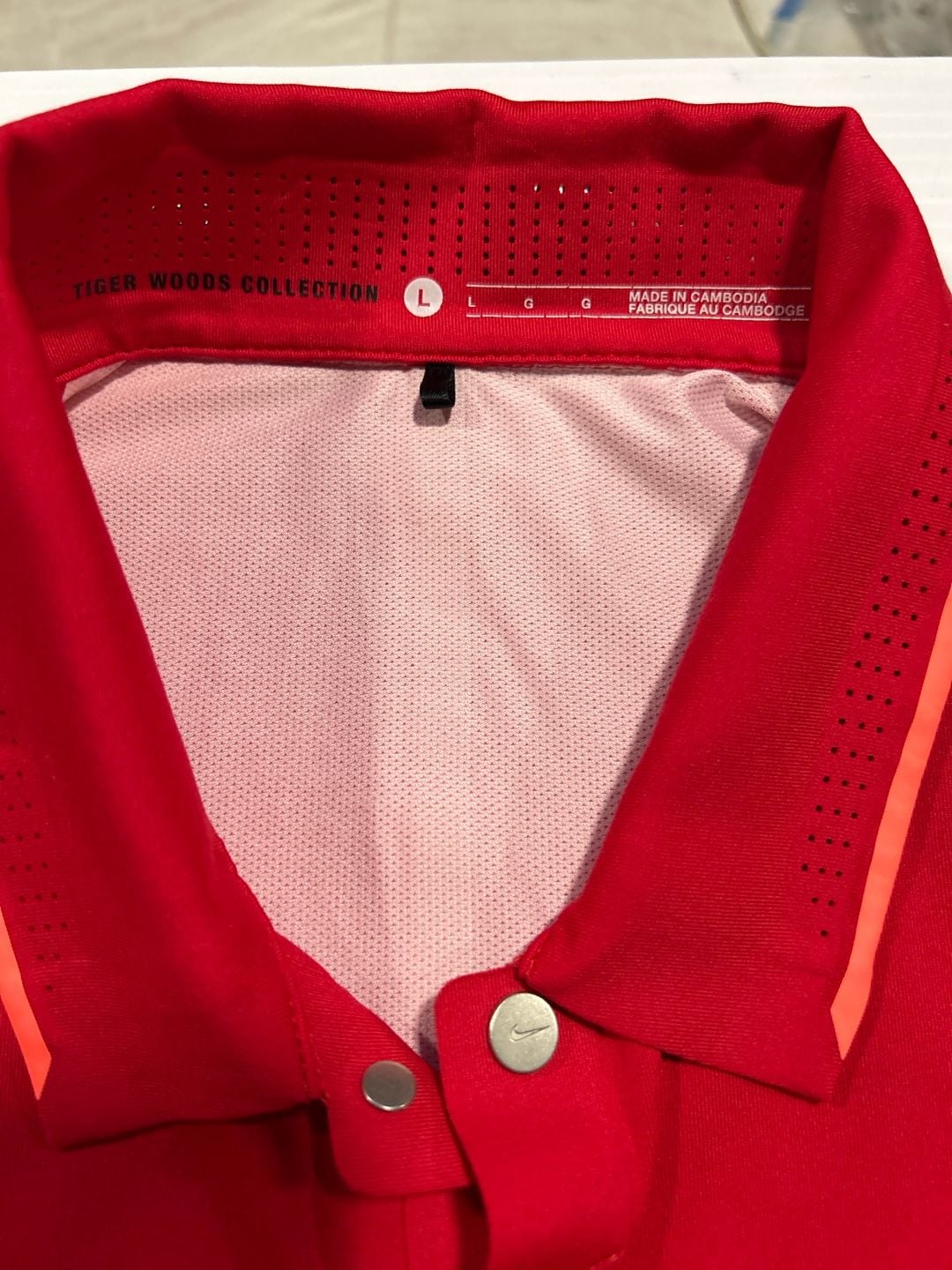 Nike Dri-FIT Tiger Woods Polo Shirt Size L Red Athletic Golf 3